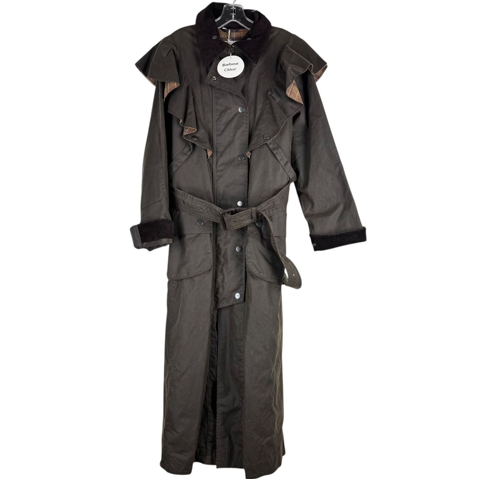 Chloe NEW Chloe X Barbour Dany Waxed Long Trench Coat Ruffles 12 Size XL / US 12-14 / IT 48-50 - 2 Thumbnail