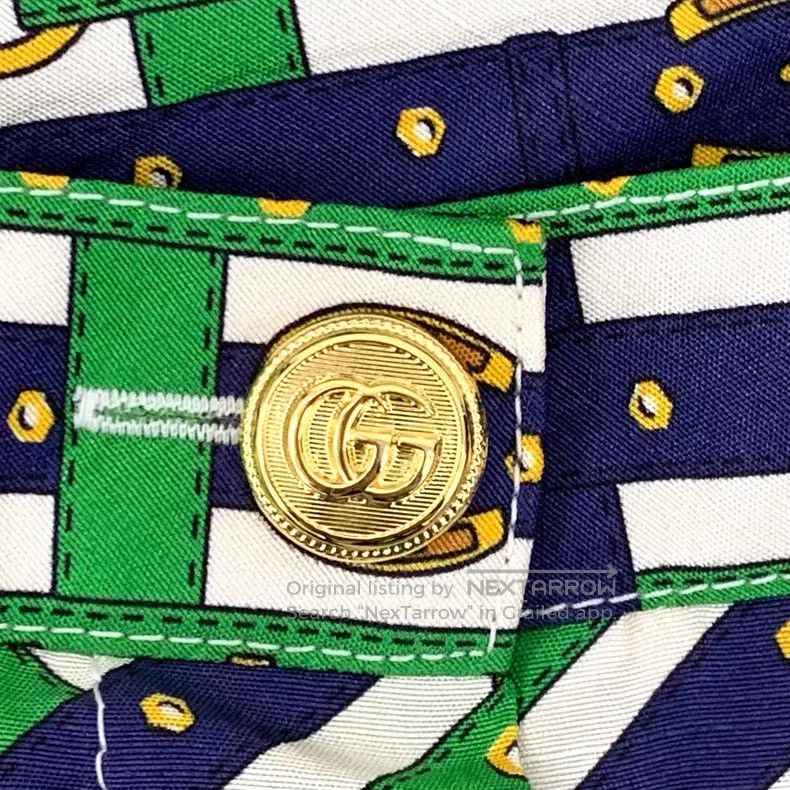 Gucci Gucci 23 green belt buckle full printed mulberry silk casu Size 24" / US 00 / IT 34 - 5 Thumbnail