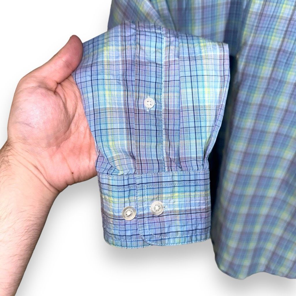 Robert Talbott Talbots for Men Teal Blue Check Twill Button Down Shirt L Size US L / EU 52-54 / 3 - 5 Thumbnail