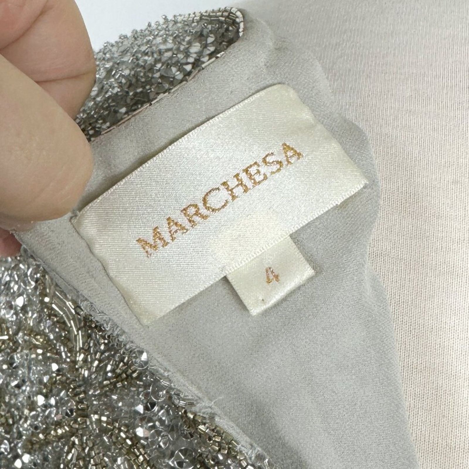 Marchesa Marchesa Couture 2010 Beaded Sequin Silver Gold Tunic Dress Size S / US 4 / IT 40 - 7 Thumbnail