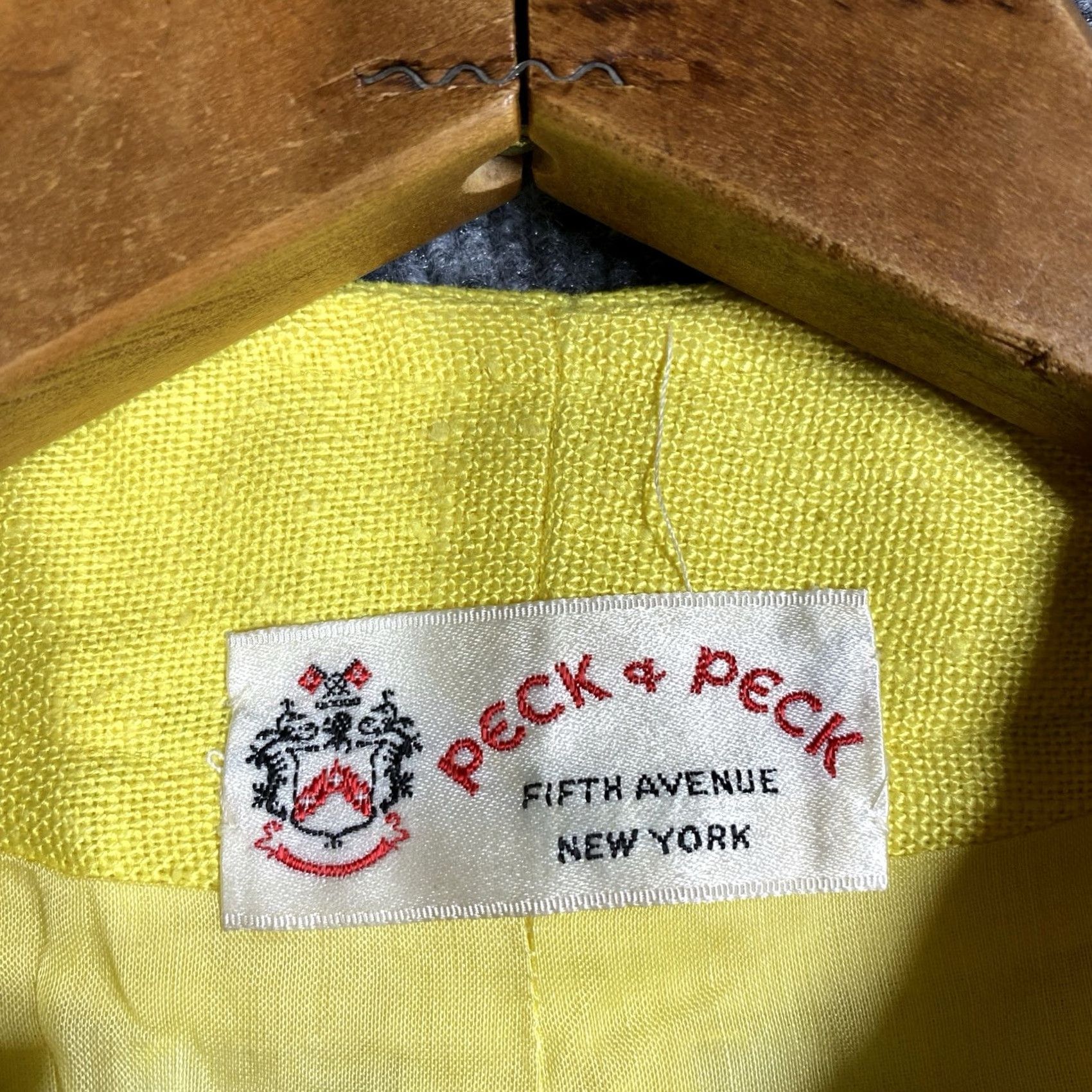 Vintage VINTAGE Peck & Peck Linen Jumpsuit Shirt Dress Mod GoGo 60s Yellow 1960s 13 Adult? Size 34" / US 12 / IT 48 - 7 Thumbnail