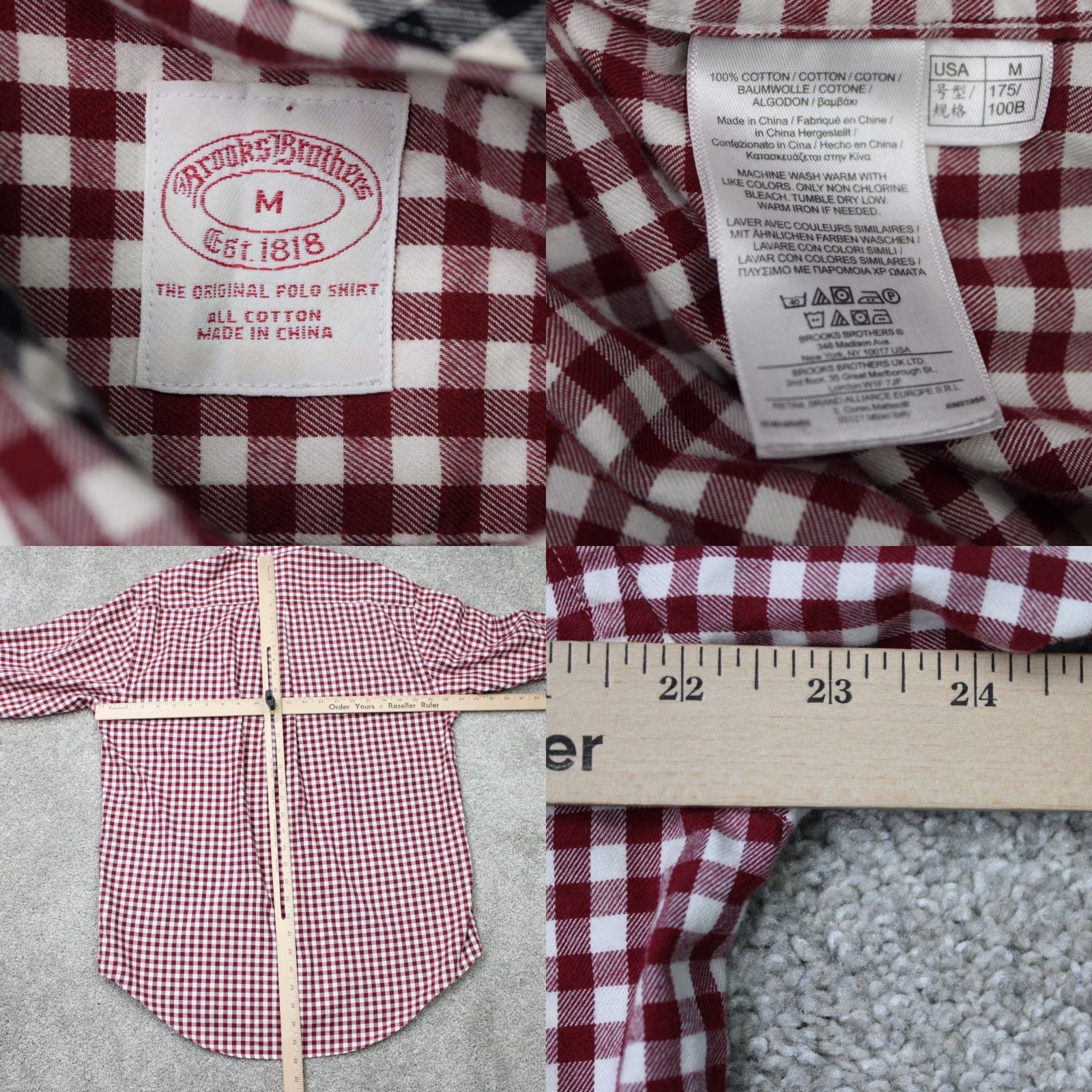 Brooks Brothers Brooks Brothers Shirt Mens Medium Red/White Checkered 100% Cotton Button-Up Long Sleeve Classic Preppy Style Size US M / EU 48-50 / 2 - 8 Thumbnail
