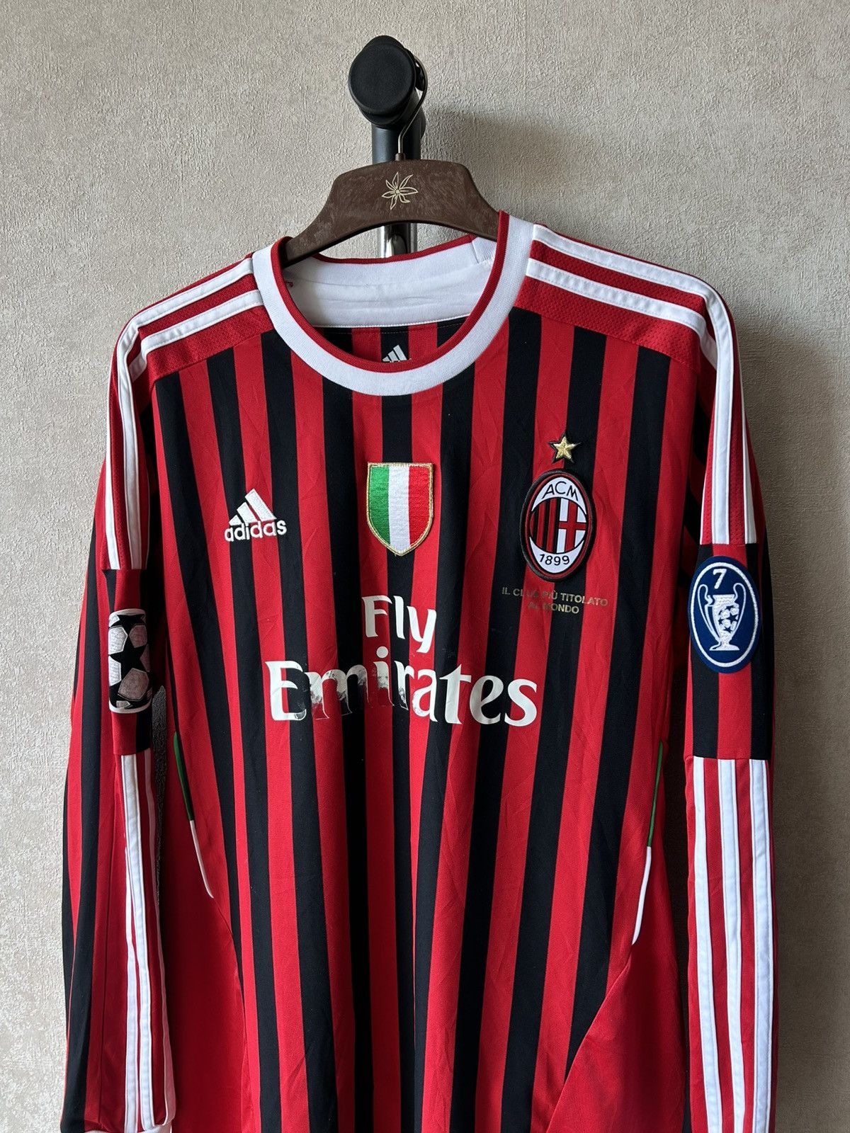 Adidas Adidas AC Milan 2011/12 Home Long Sleeve Soccer Jersey Size US M / EU 48-50 / 2 - 2 Thumbnail
