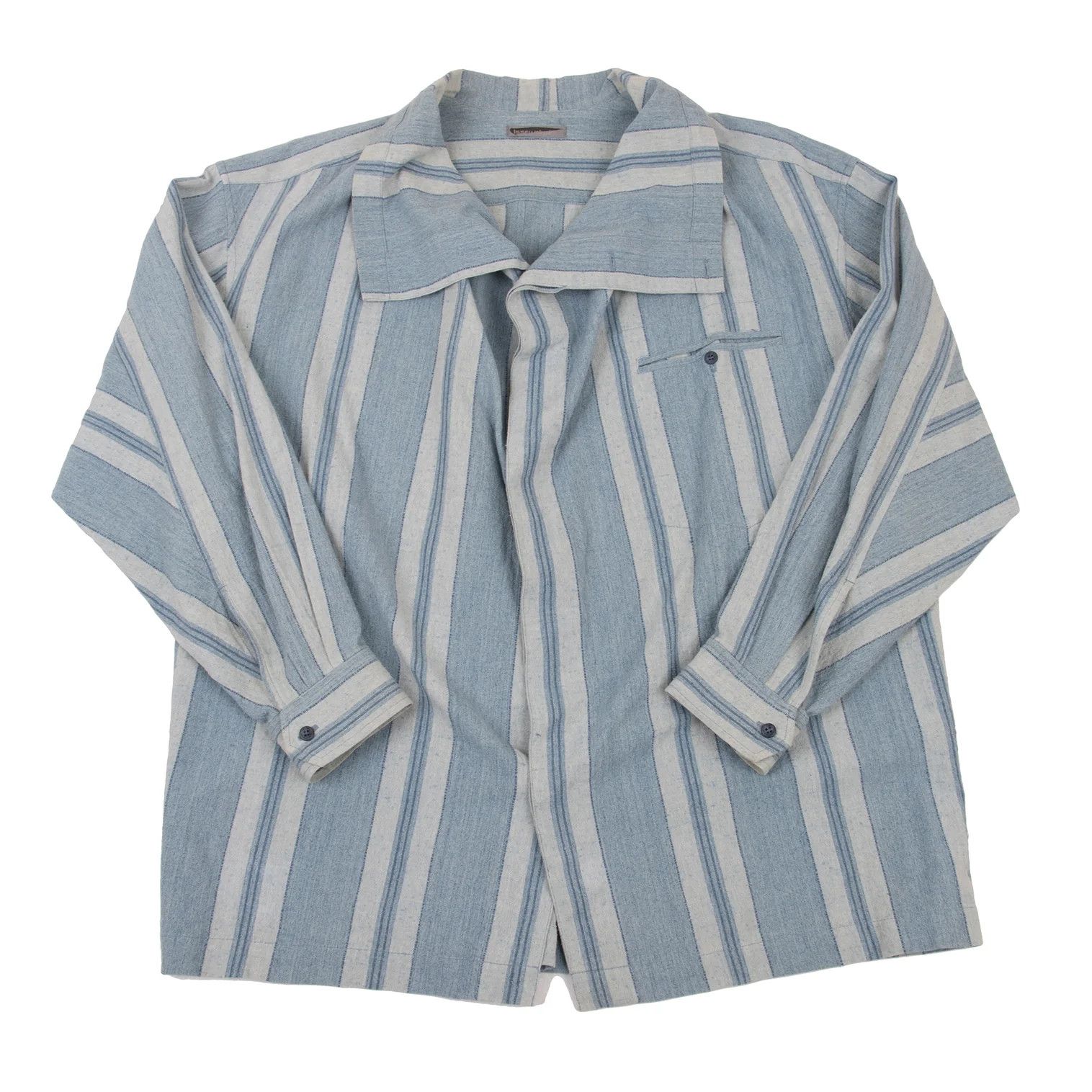 Issey Miyake Stand Neck Striped Shirt in Light Blue, Size M Size US M / EU 48-50 / 2 - 1 Thumbnail