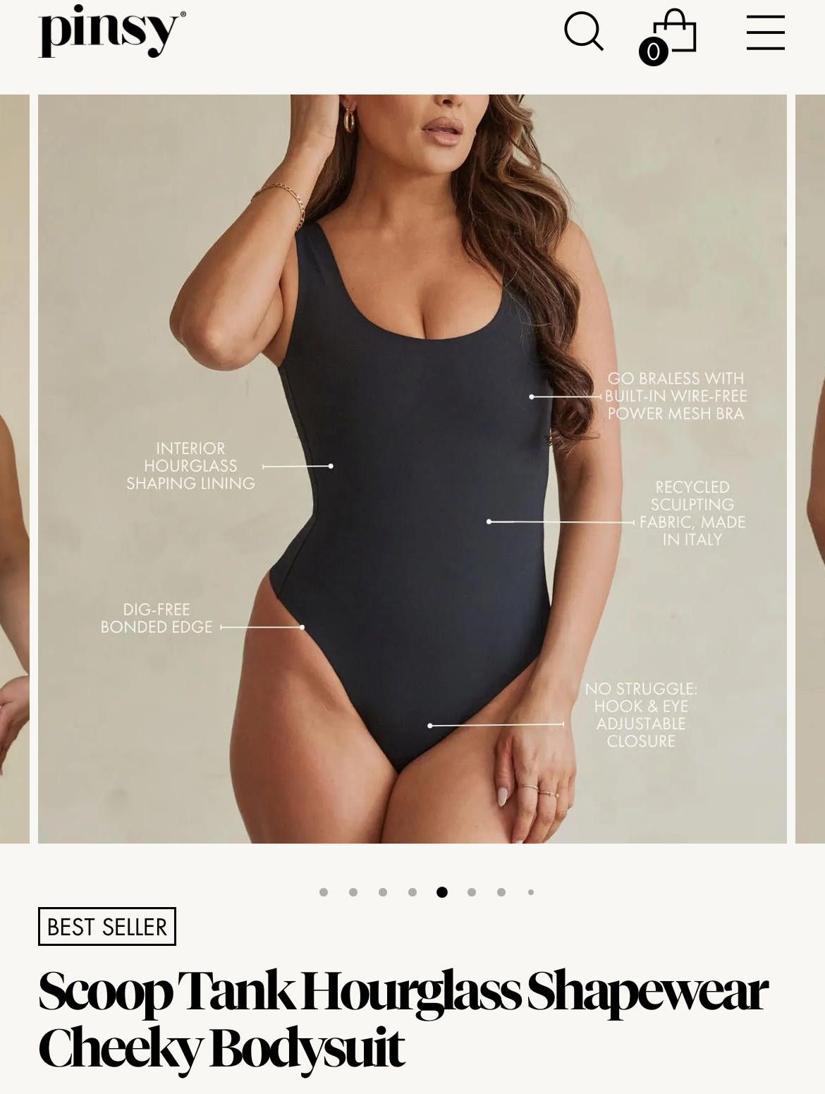 Designer Pinsy Scoop Tank Shapewear Thong Bodysuit Sz Large Long Size ONE SIZE - 3 Thumbnail