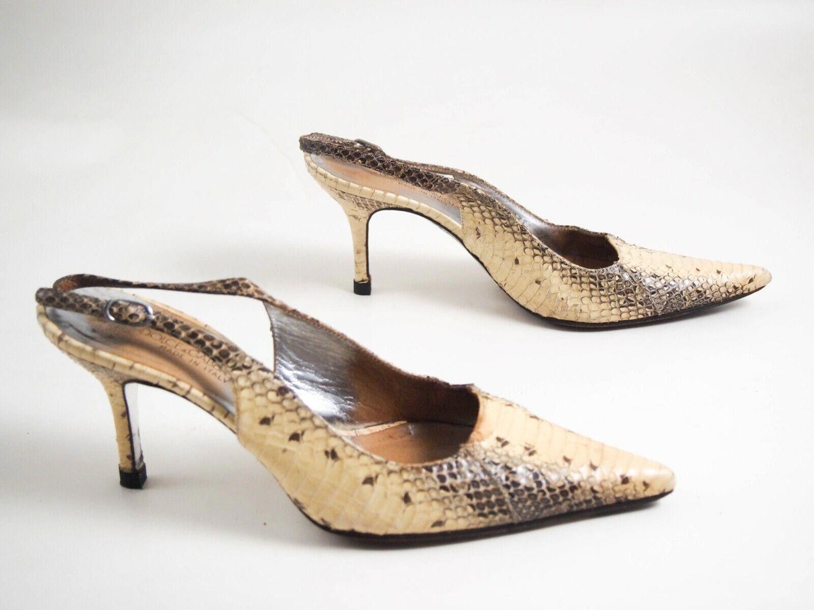 Designer Dolce Gabbana Slingback Heels Sandals Python US 5 EU 35 $920 Size US 5 / IT 35 - 4 Thumbnail