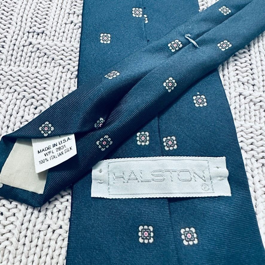 Halston Vintage Halston blue silk tie Size ONE SIZE - 3 Thumbnail