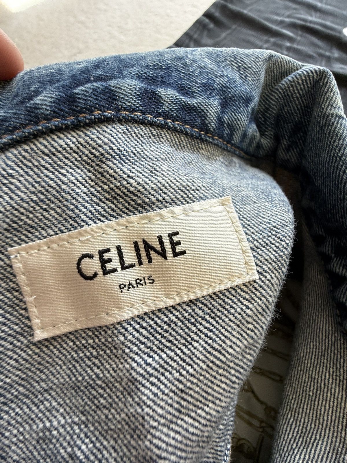 Celine Hedi Slimane denim trucker jacket silk union wash