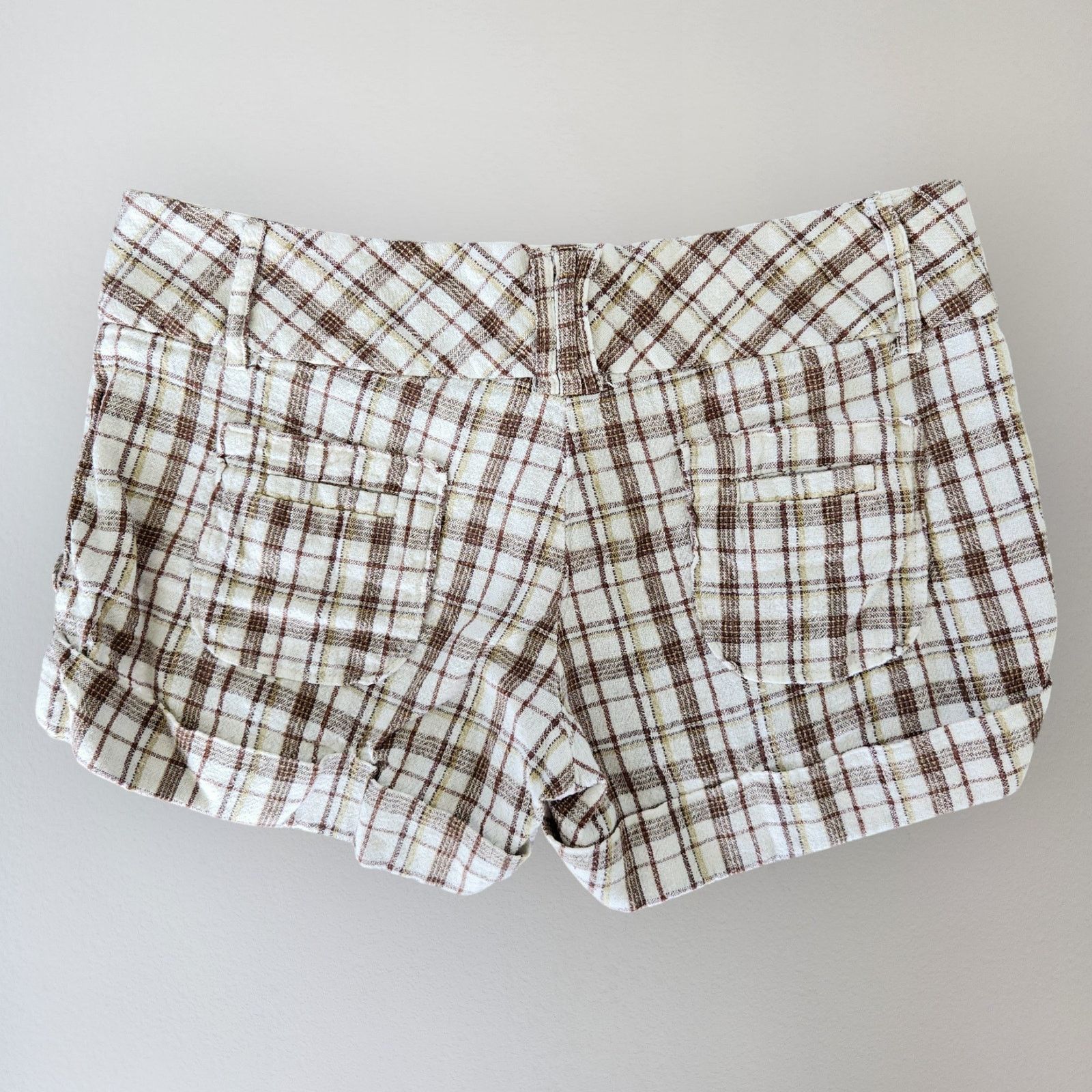 Forever 21 Vintage Forever 21 White Plaid Linen Low Rise Micro Shorts Size 30" / US 8 / IT 44 - 5 Thumbnail