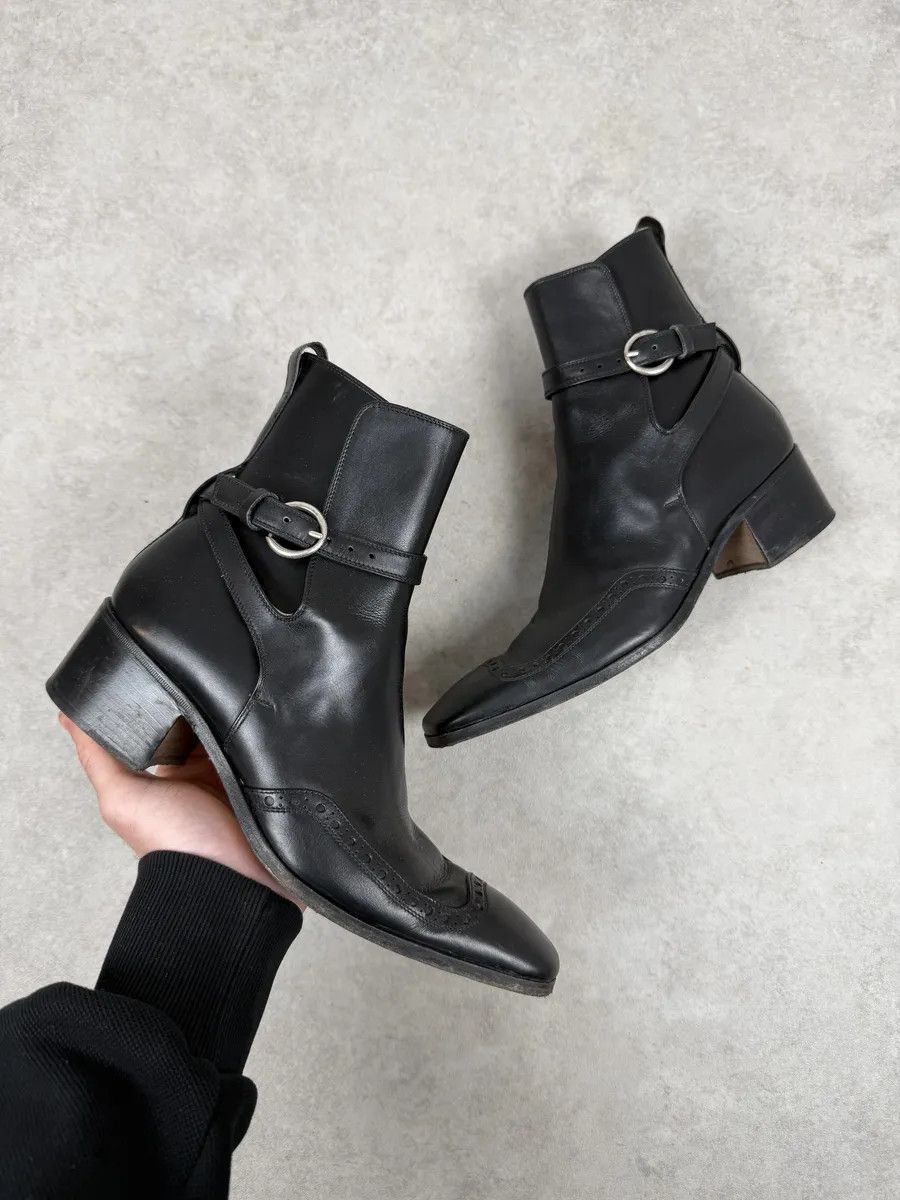 Yves Saint Laurent FW2004 Yves Saint Laurent Black Leather Ankle Boots Size US 7.5 / EU 40-41 - 1 Thumbnail
