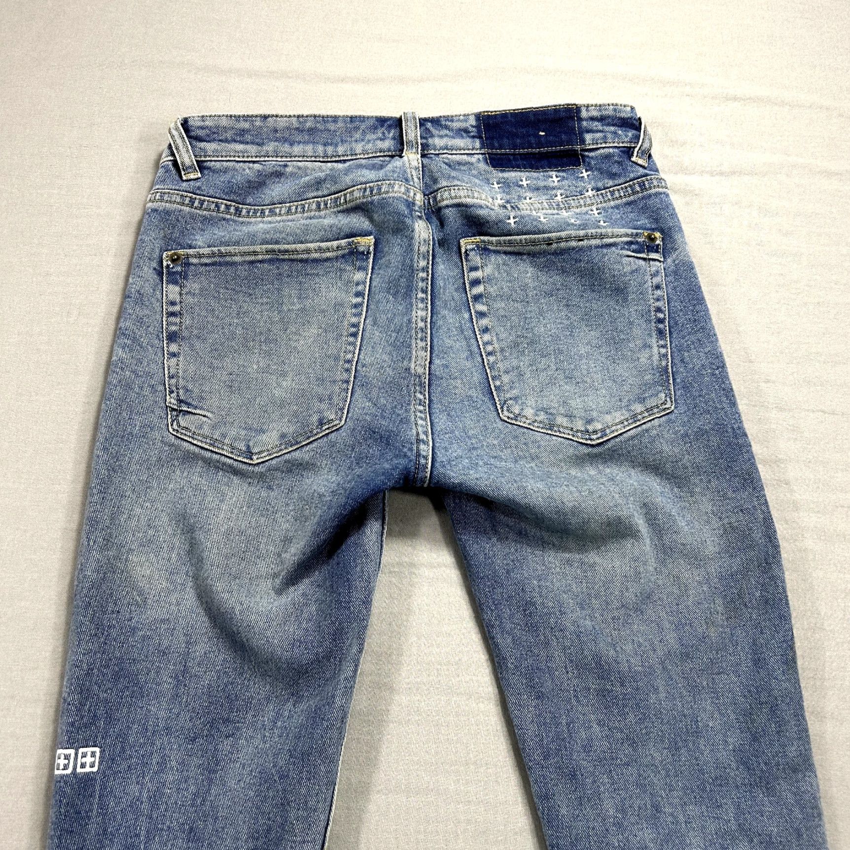 Ksubi Jeans Mens 29 Blue Denim Button Fly Stretch Skinny City Punk