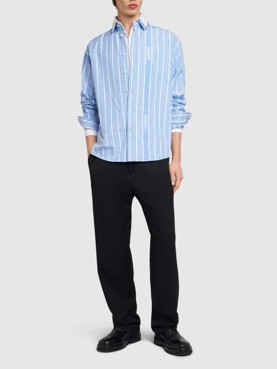 Jacquemus o1lsvrm0425 Simon Logo Striped Shirt in Jacquard Busine Size US XXL / EU 58 / 5 - 3 Thumbnail