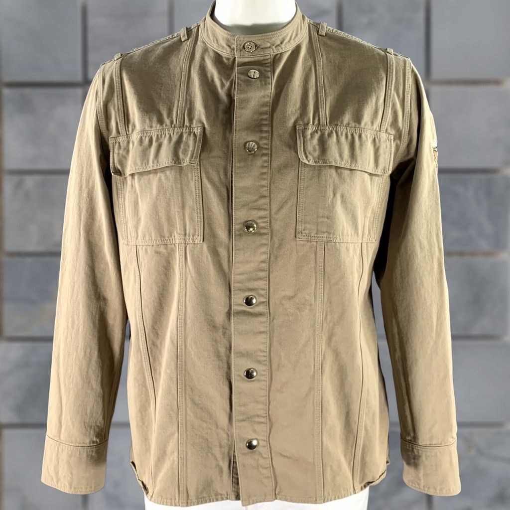 Balmain BALMAIN XL Khaki Arm Patch Cotton Band Collar Jacket Men Embroidery Italy Blazer Size 46R - 1 Thumbnail