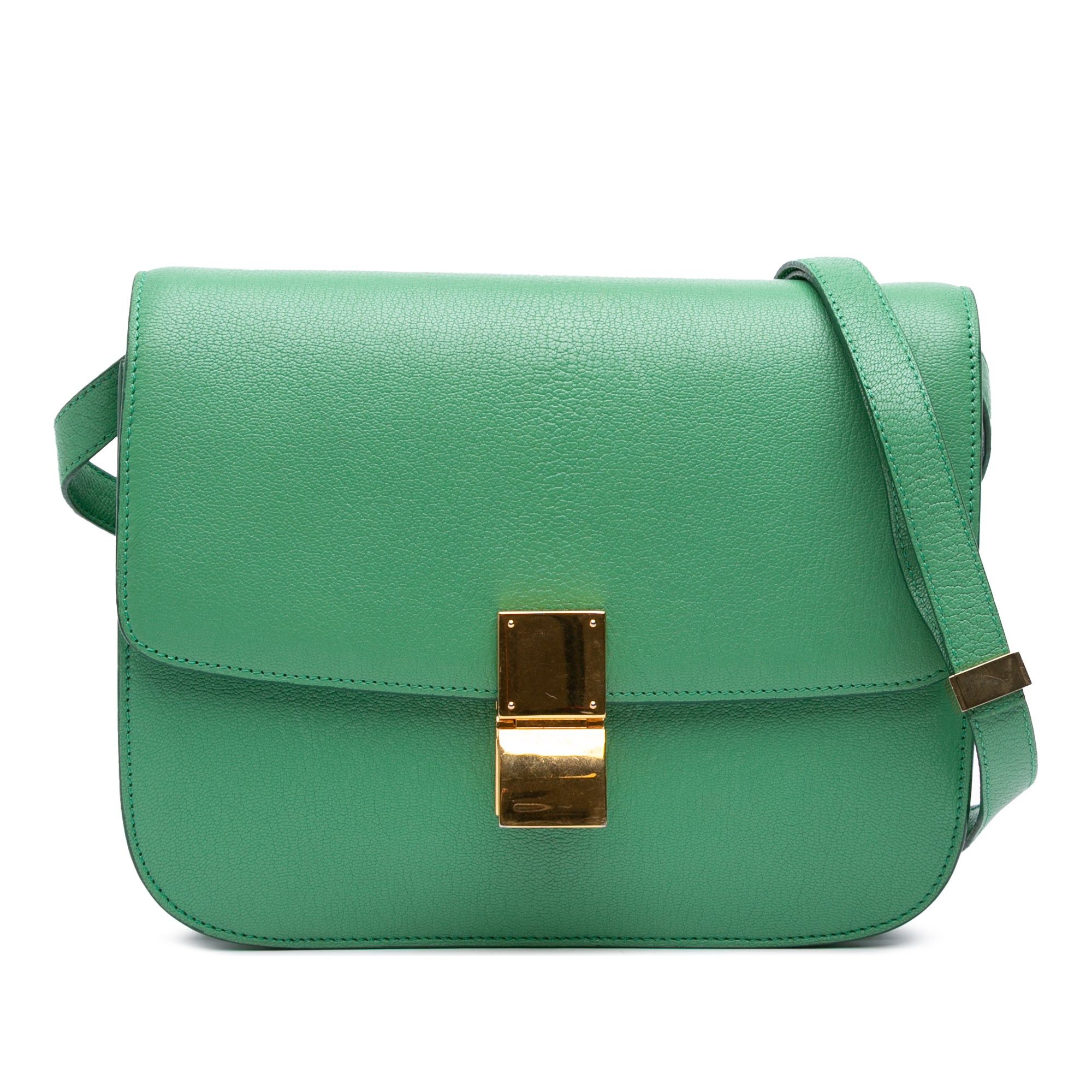 Celine Medium Calfskin Classic Box in Green, Women's