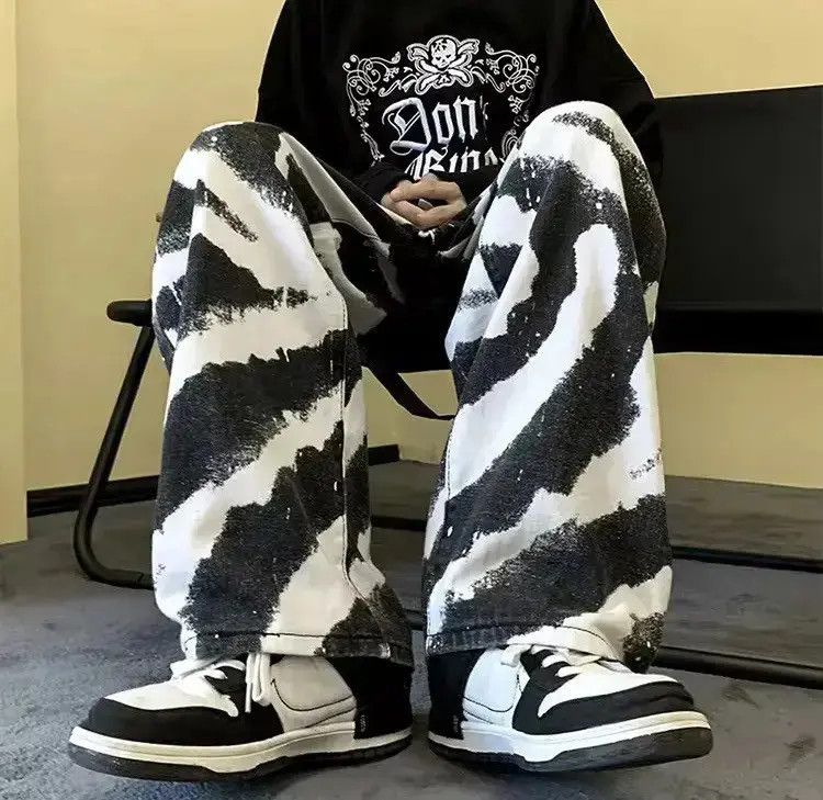 Japanese Brand Baggy Straight Zebra Style Jeans Pants Tie Dye Size US 32 / EU 48 - 2 Thumbnail