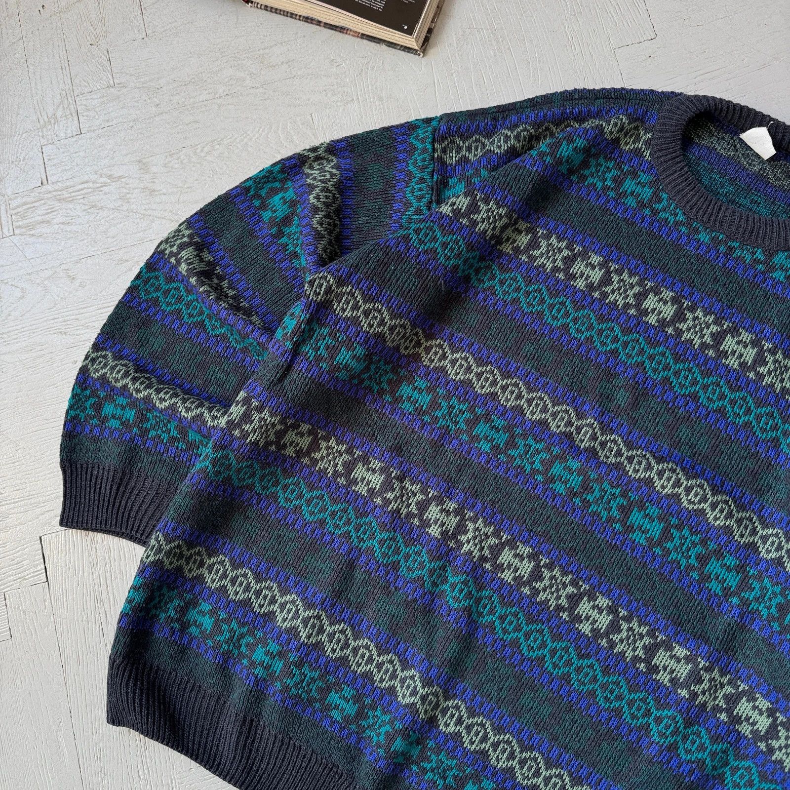 Vintage Luxury Chunky Knit Sweater Italian Wool Blend Purple Blue XL Size US XL / EU 56 / 4 - 2 Thumbnail