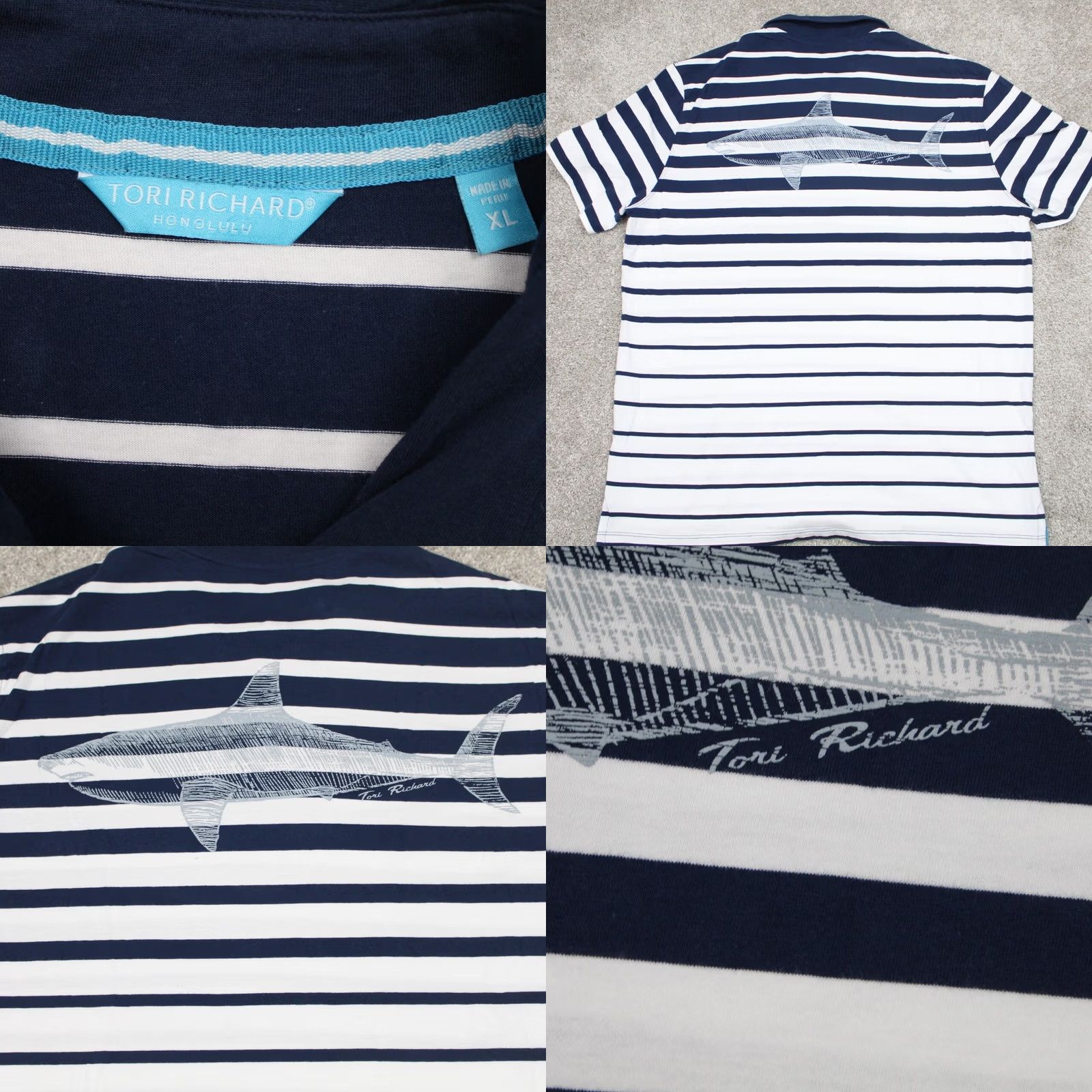 Tori Richard Tori Richard Honolulu Polo Shirt Men XL Blue/White Cotton Short Sleeve Pullover Size US XL / EU 56 / 4 - 8 Thumbnail