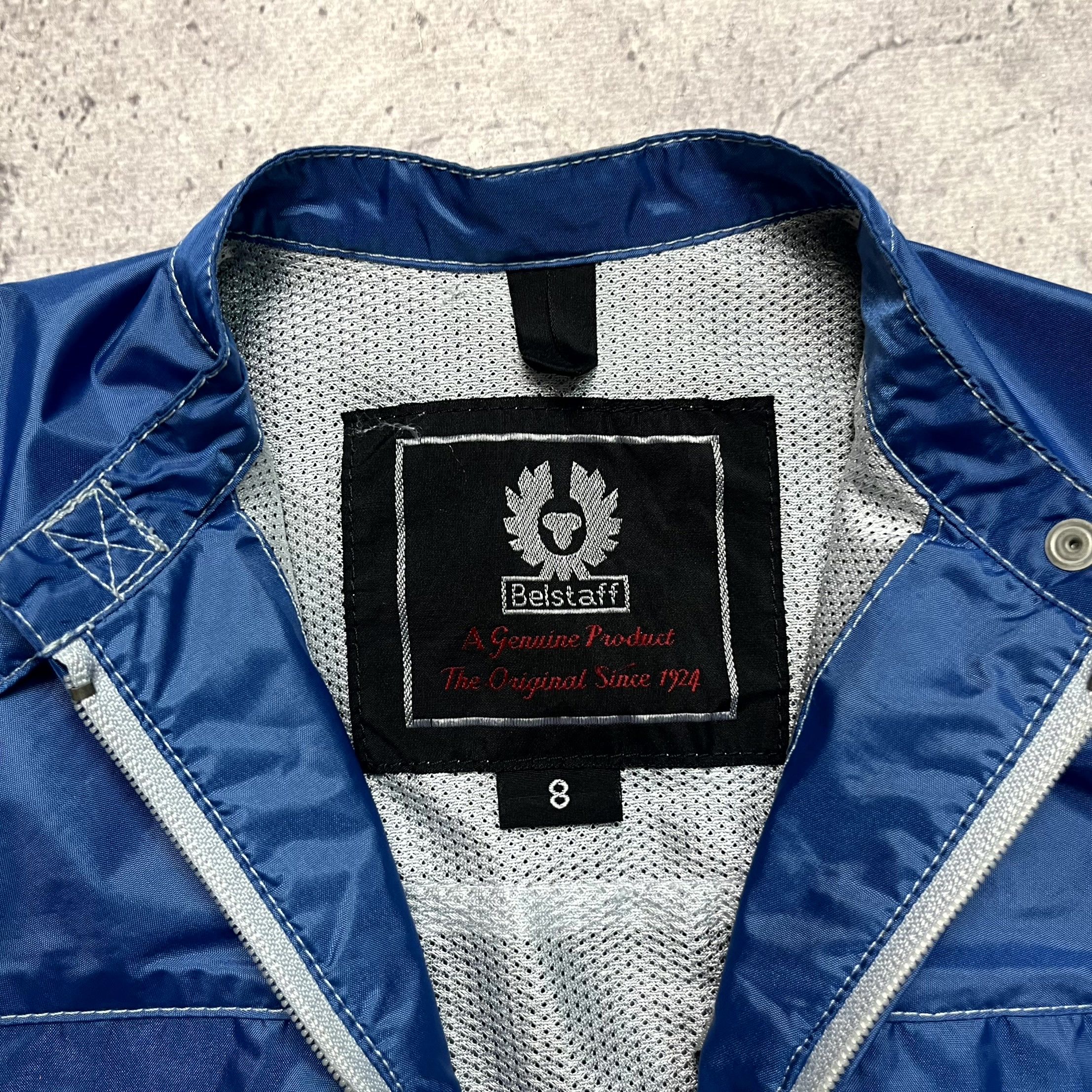 Belstaff Blue Biker Bomber Multipocket Jacket Size 8 XS