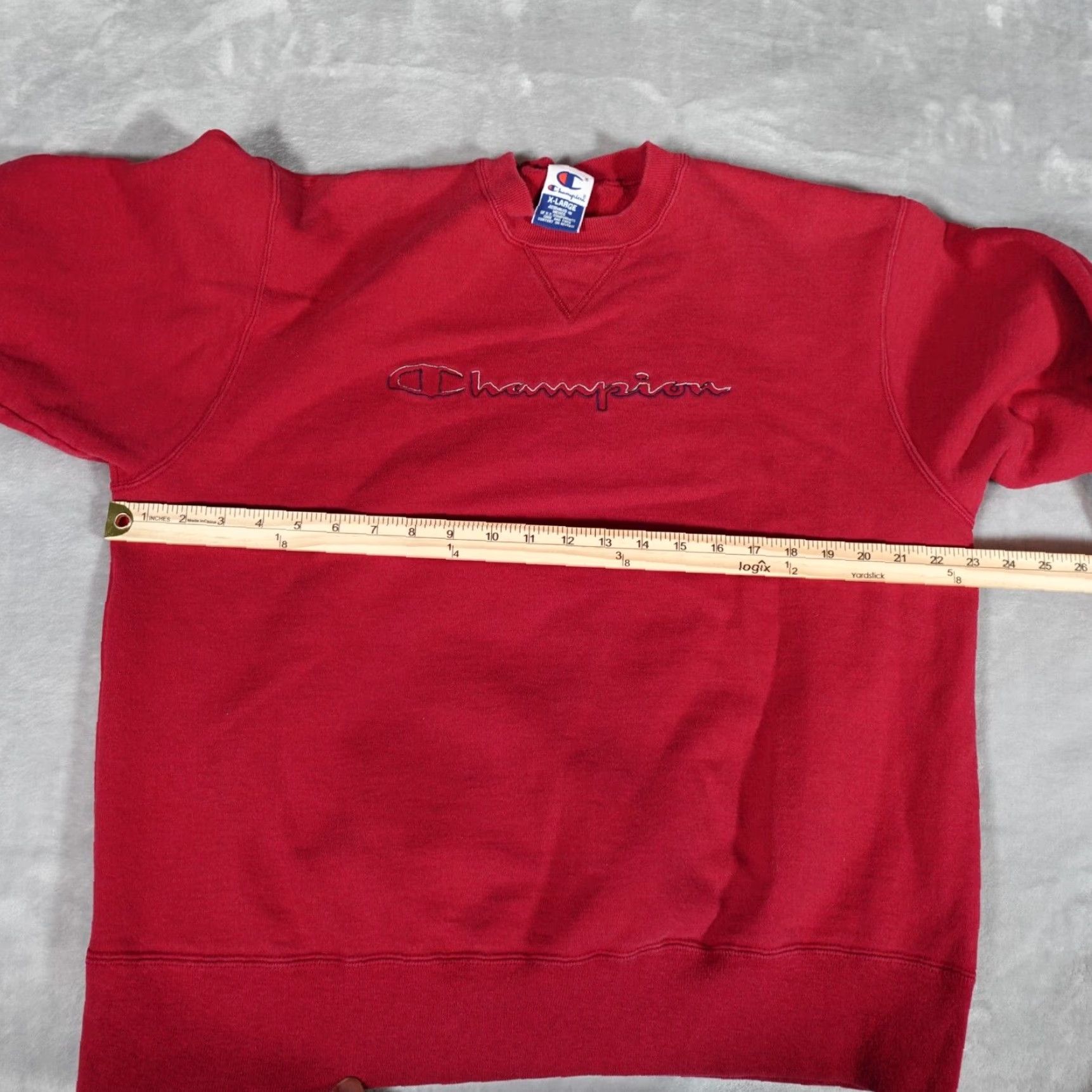 Champion VINTAGE Champion Script Fleece Sweatshirt Mens Large Red 90s Size US L / EU 52-54 / 3 - 6 Thumbnail