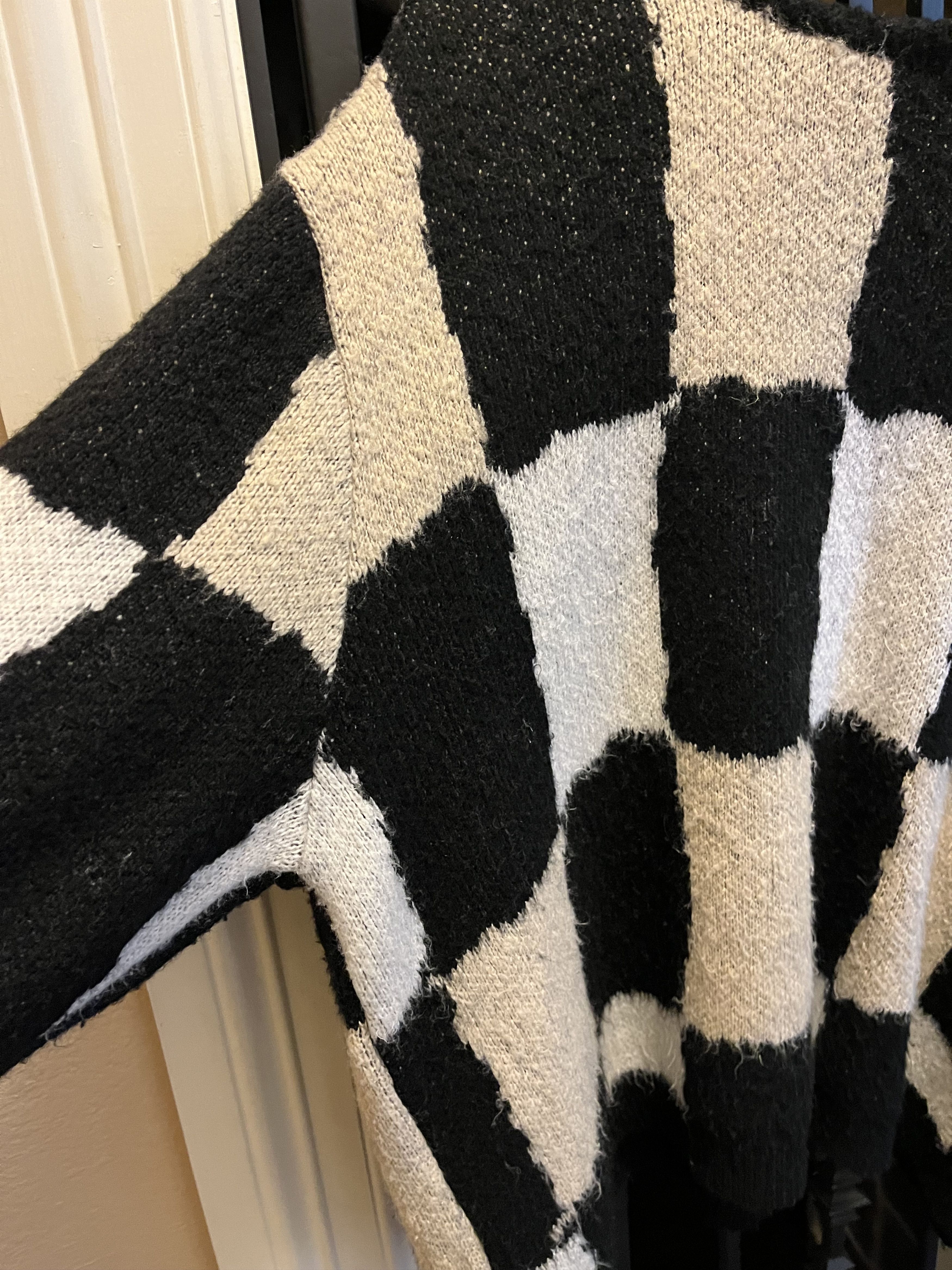Other Vintage Checkered Knit Cardigan - Black & Cream Size US L / EU 52-54 / 3 - 4 Thumbnail