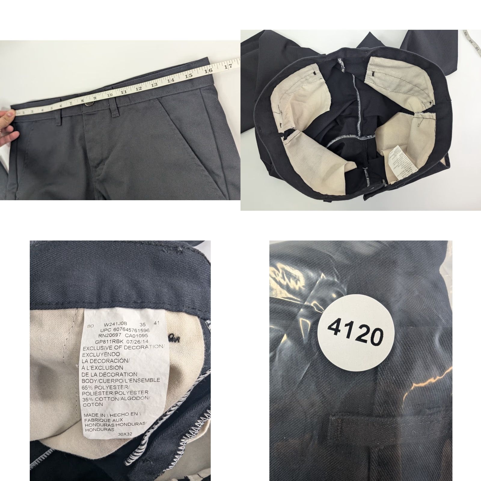 Dickies VINTAGE Dickies Pants Slim Flat Front Straight Leg Workwear Mens 32x32 Black Twill 65/35 Pockets Logo Size US 32 / EU 48 - 8 Thumbnail