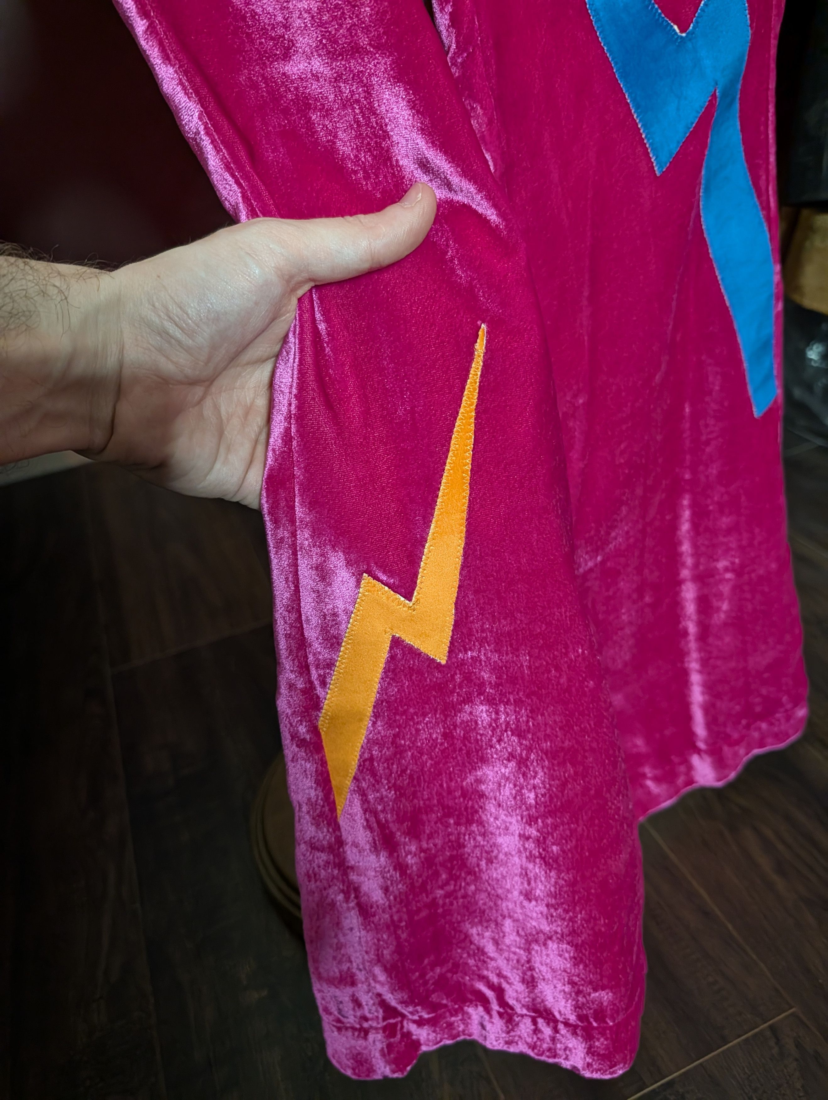 Cout de la Liberte MEMBERS OF THE RAGE Velvet Fuscia Flared Patch Pants Size US 30 / EU 46 - 5 Thumbnail