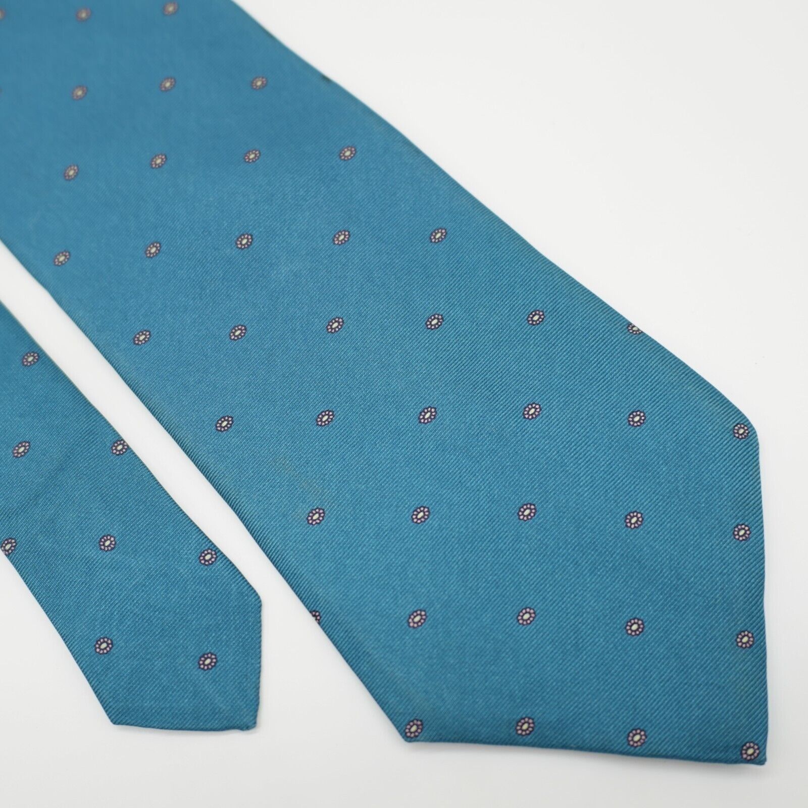 Lord & Taylor Lord & Taylor Teal Floral Geometric Print Short Silk Tie Size ONE SIZE - 1 Thumbnail
