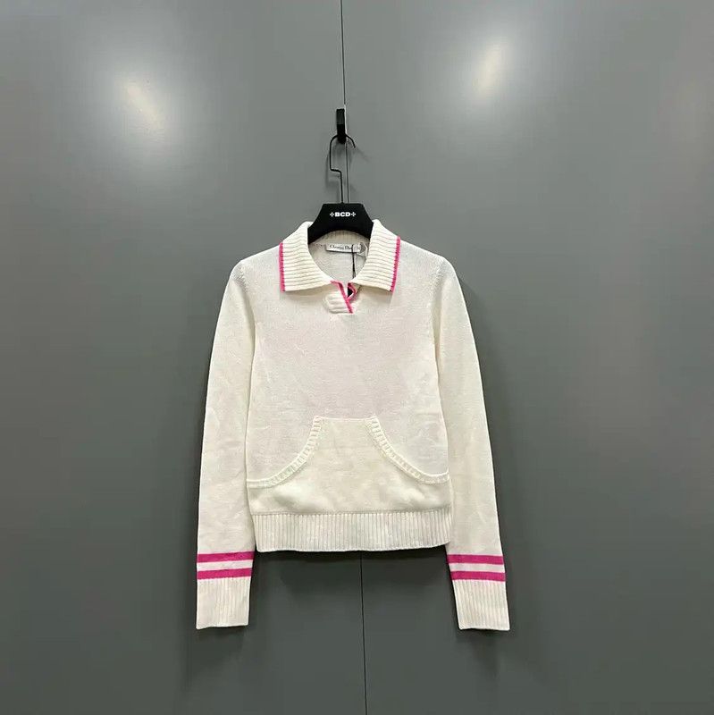 Dior Dior White Wool Striped Long Sleeve Top 0089 Size ONE SIZE - 1 Thumbnail