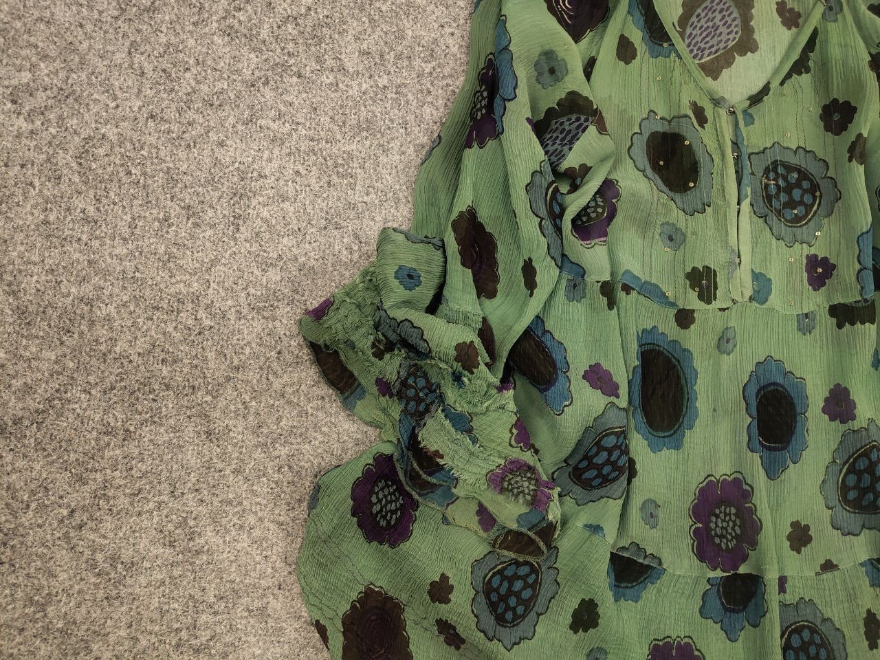 Gudrun Sjoden Gudrun Sjödén Floral print green Light blouse tunic Size XL / US 12-14 / IT 48-50 - 7 Thumbnail