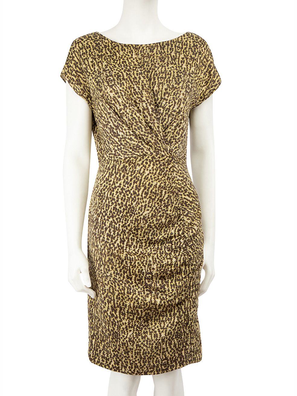 image of Carolina Herrera Leopard Wool Knee Length Dress, Women's (Size Small)