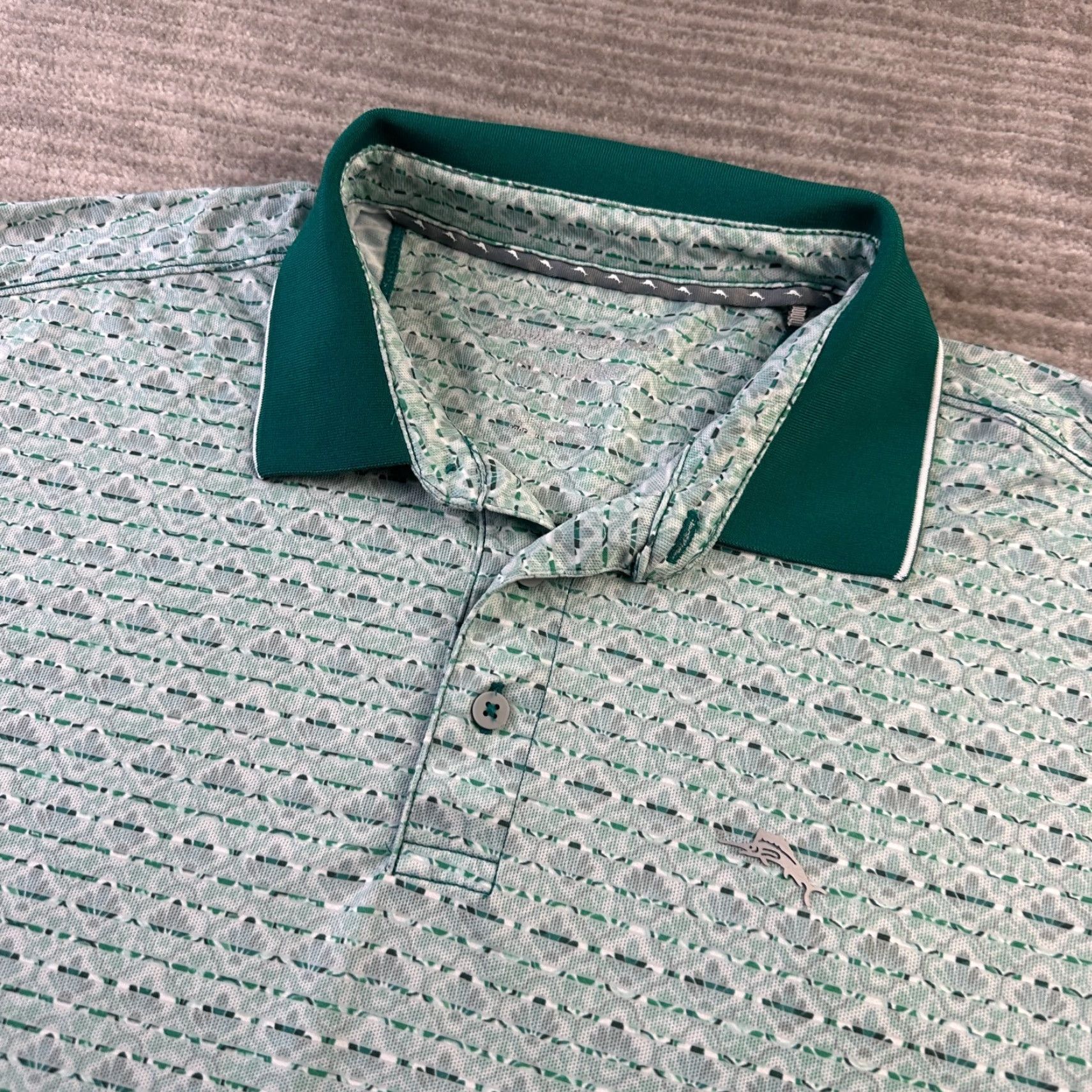 Tommy Bahama Tommy Bahama Polo Shirt Mens Large Green Island Zone Performance All Over Print Shirt Polo, Green, Island Zone, Golf, Tennis Mens Size US L / EU 52-54 / 3 - 2 Thumbnail
