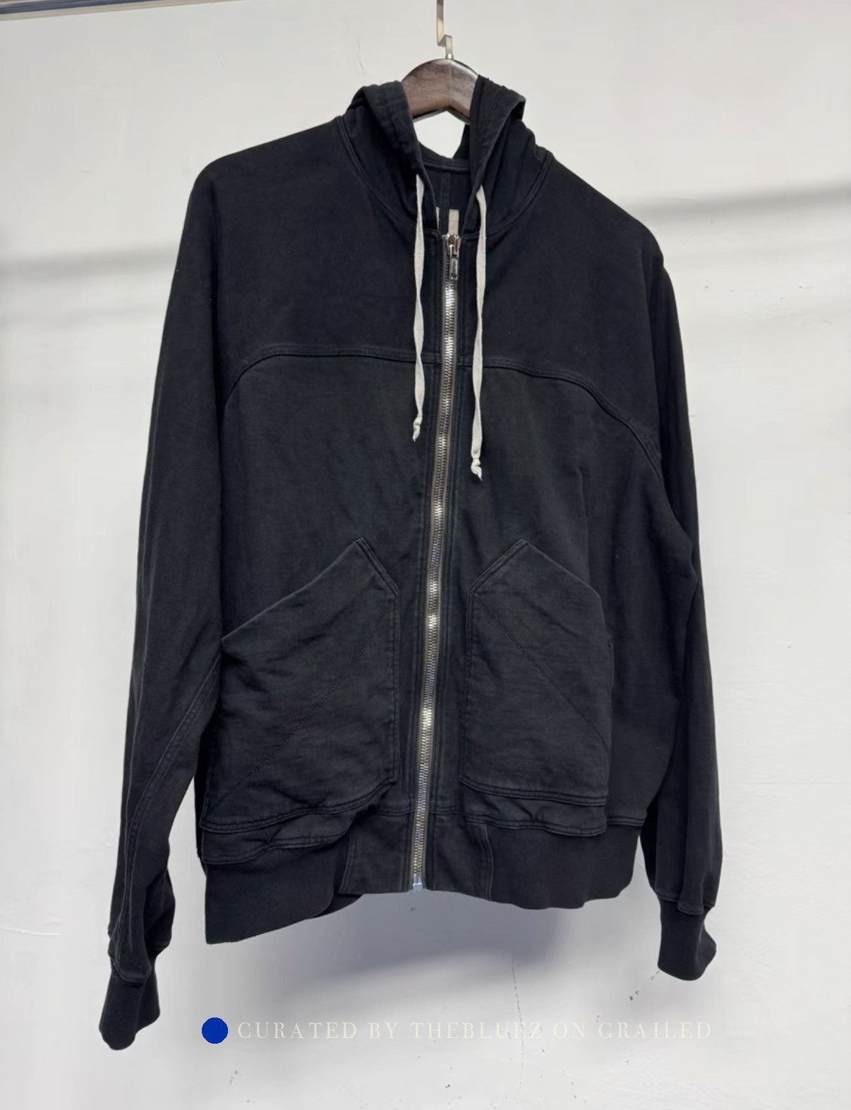 Rick Owens Heavyweight Black Cropped Full-Zip Hoodie Size US M / EU 48-50 / 2 - 1 Thumbnail