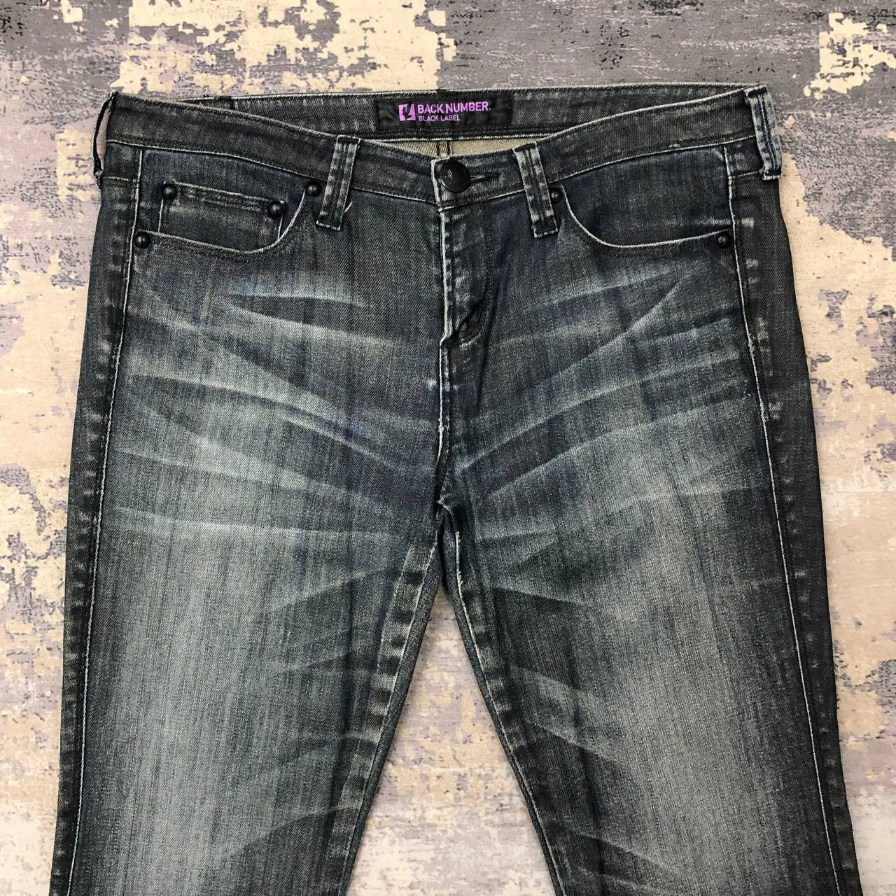 Black Label × Japanese Brand P782 BACK NUMBER BLACK LABEL FLARED JEANS Size 33" - 3 Thumbnail