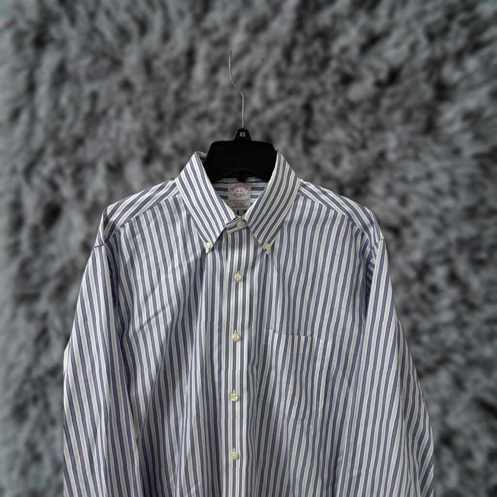 Brooks Brothers Brooks Brothers Original Polo Shirt Mens 16 Blue White Striped Traditional L/S Dress Shirt Non-Iron Button-Down Collar Size US L / EU 52-54 / 3 - 1 Thumbnail