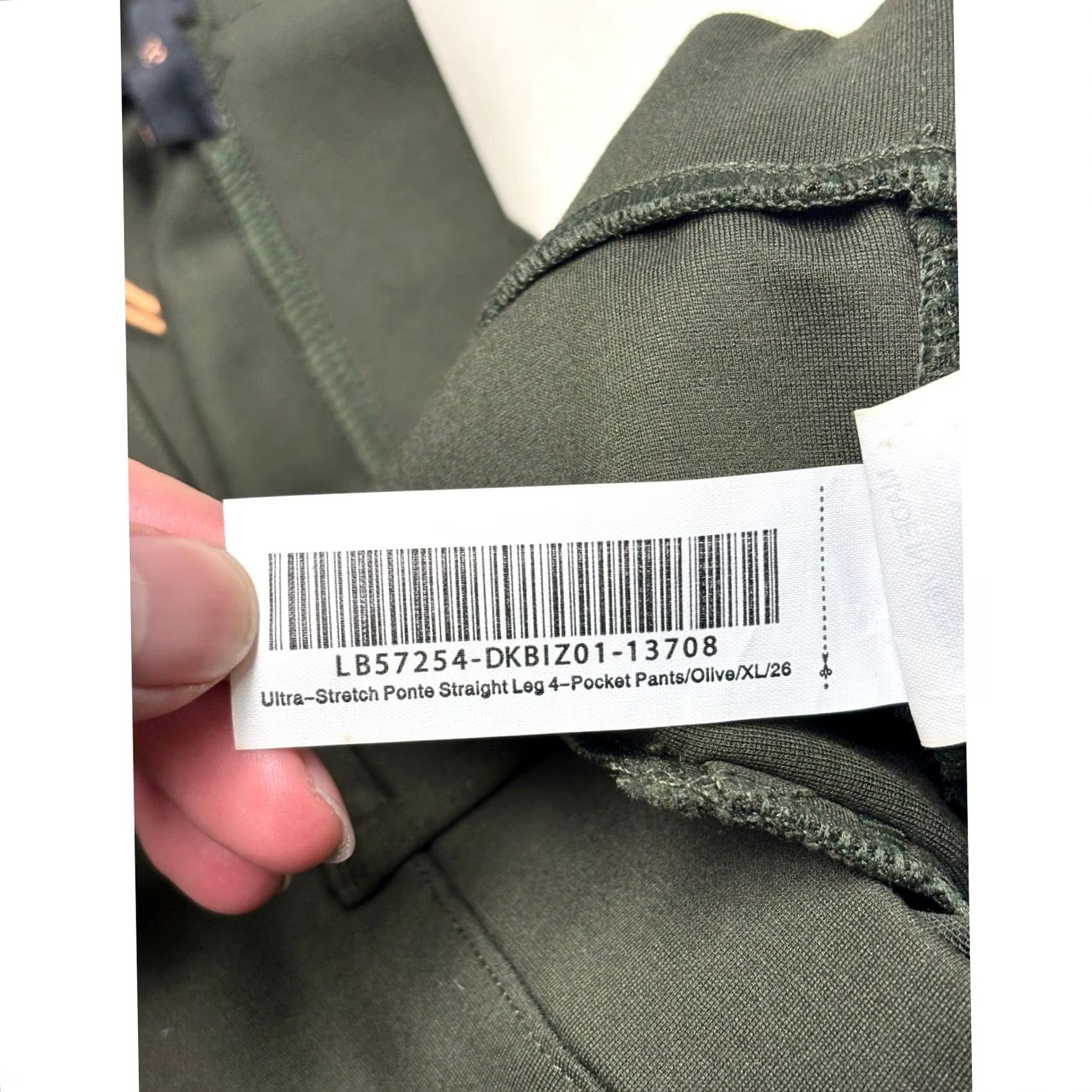 Quince NWT Quince Olive Ultra-Stretch Ponte Straight Leg Pants Womens XL 34x26 Petite Straight Leg Dress Pants with Pockets Size 40" / US 18 - 5 Thumbnail