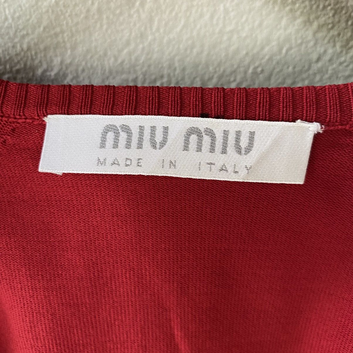 Miu Miu Miu Miu Red Square-Neck Short Sleeve Knit Top Size S / US 4 / IT 40 - 3 Thumbnail