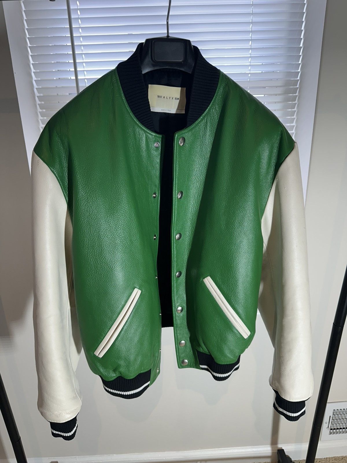 1017 ALYX 9SM ALYX Embroidered Logo Leather Varsity Jacket