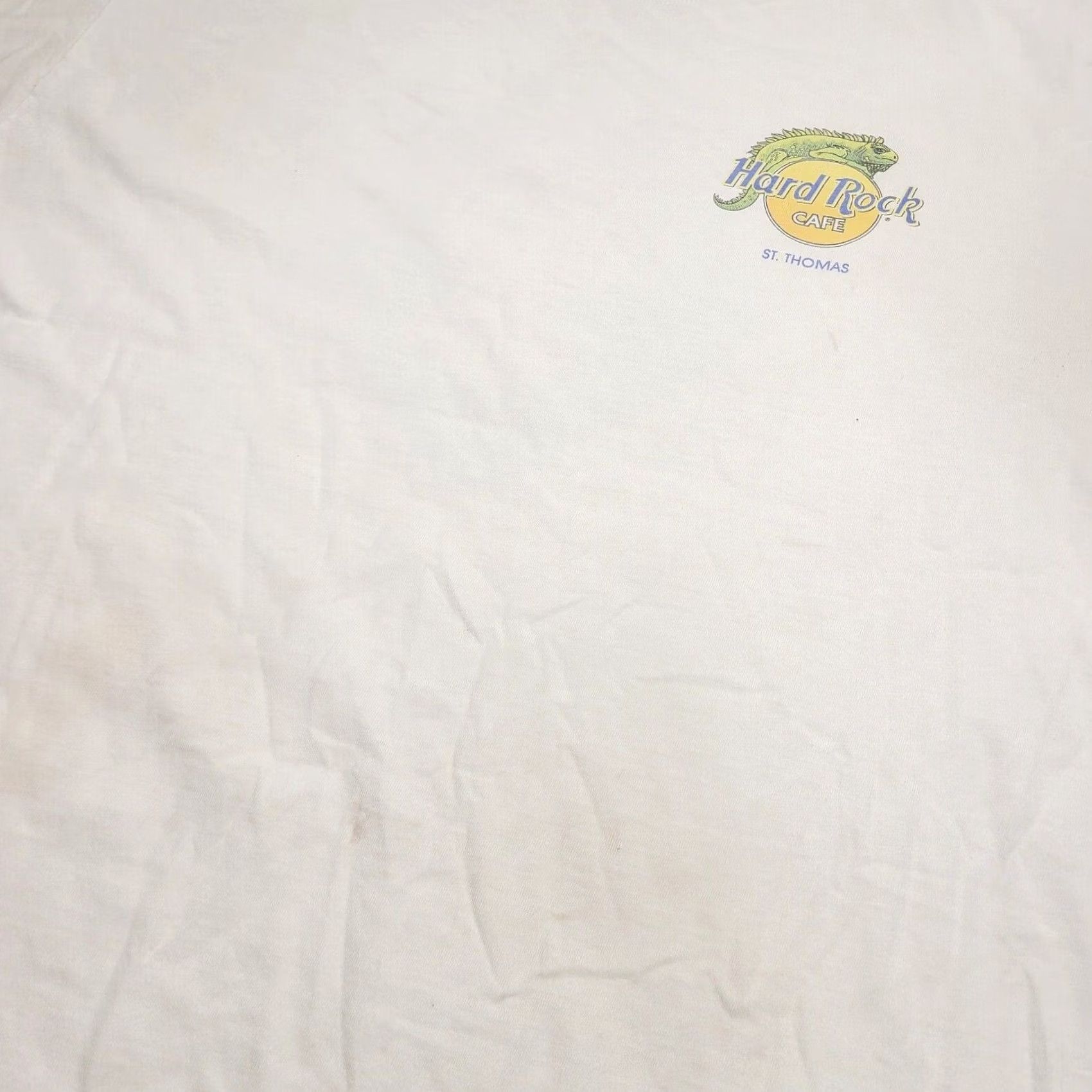 Hard Rock Cafe VINTAGE 90s Hard Rock Cafe St. Thomas T-Shirt Heavy White XL Iguana Sunset Mens Short Sleeve Distressed Size US XL / EU 56 / 4 - 4 Thumbnail