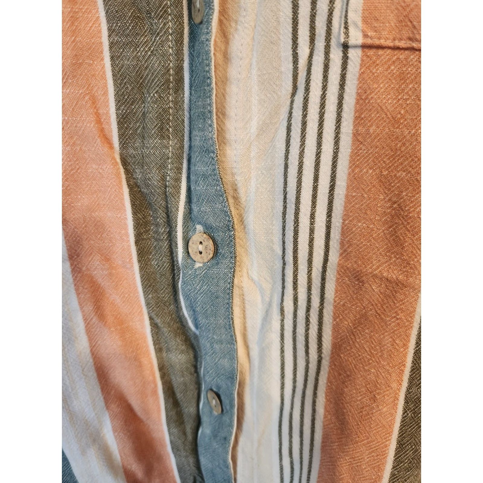 Vintage VINTAGE? Sonoma Orange Green Beige Stripe Short Sleeve Camp Shirt 3X Plus Size XXL / US 16-18 / IT 52-54 - 2 Thumbnail