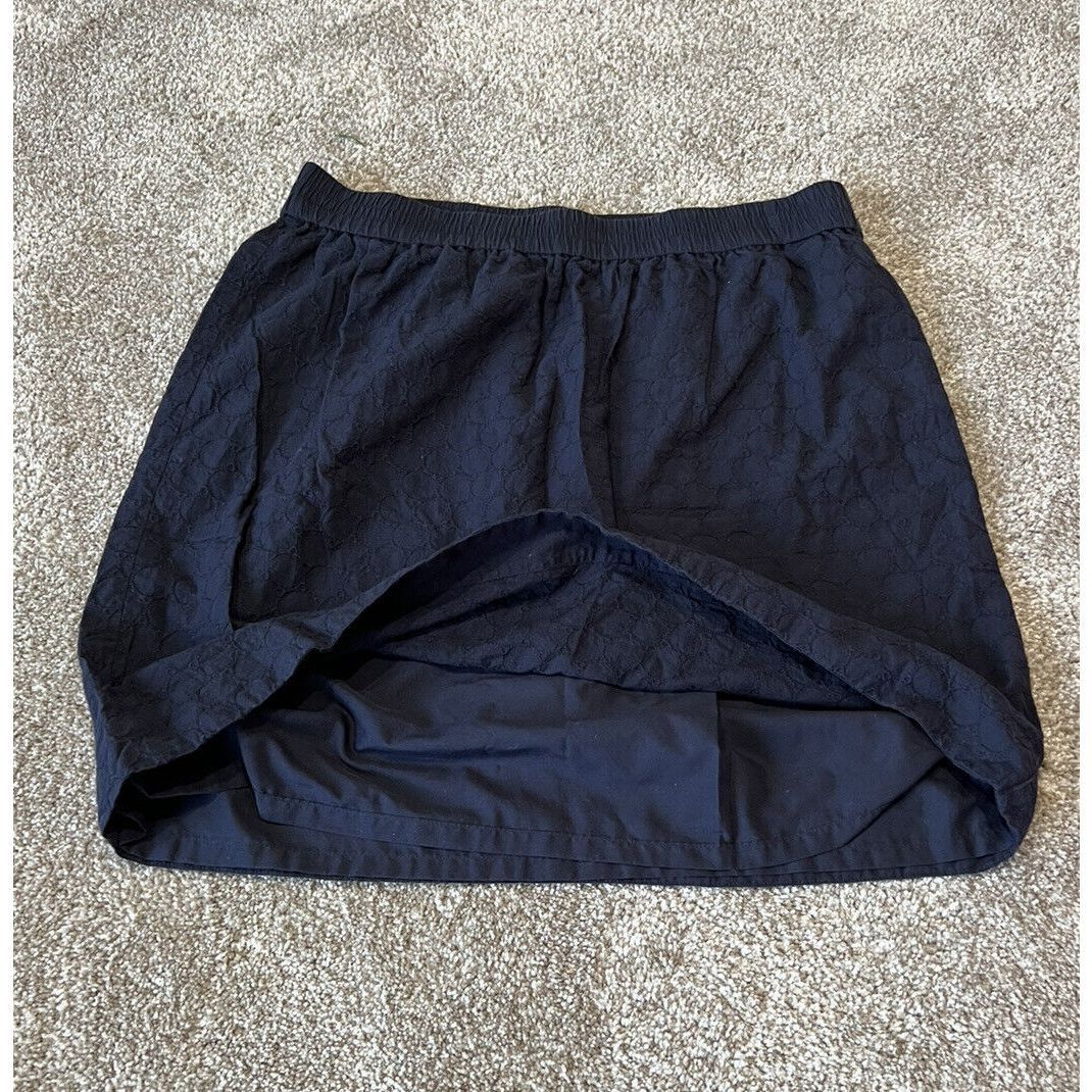 Other Talbots Women Skirt Black Cotton Embroidered Elastic Waist s Size 30" / US 8 / IT 44 - 3 Thumbnail
