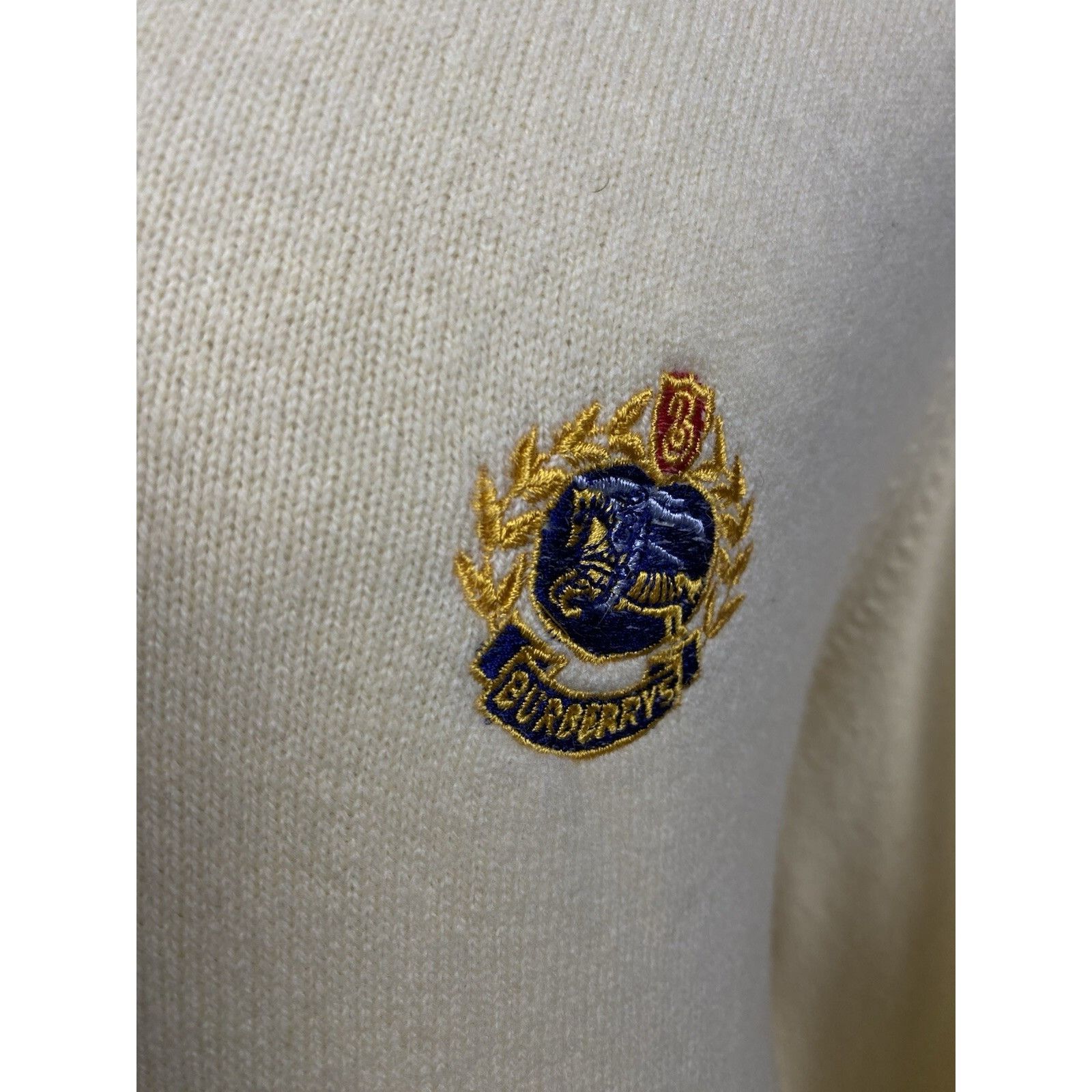 Burberry Burberry Big Logo Vintage Men's Yellow Wool V-Neck Sweater S Size US M / EU 48-50 / 2 - 8 Thumbnail