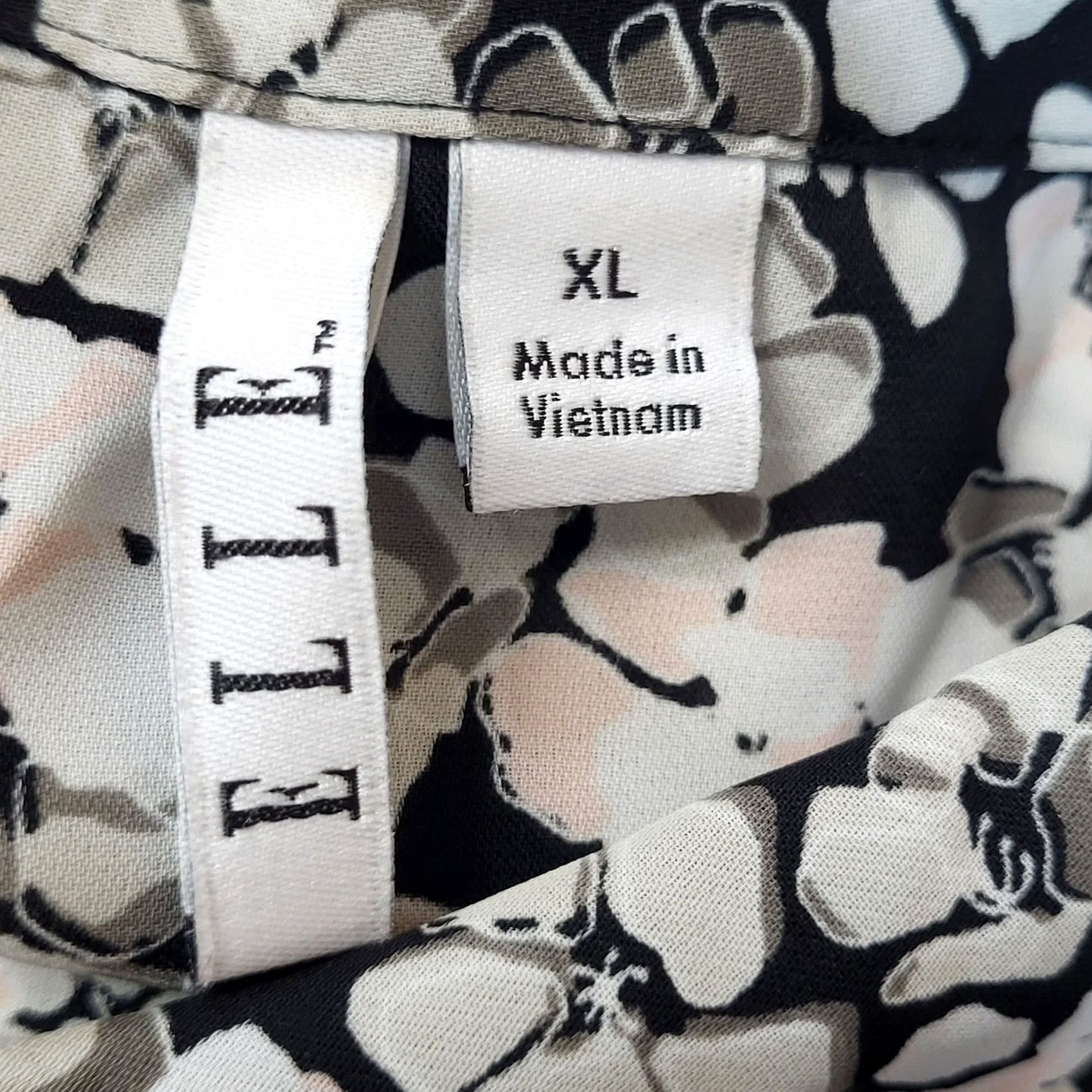 Vintage ELLE Shirt Women XL Black White Floral Geometric Print Long Sleeve Button Down Size XL / US 12-14 / IT 48-50 - 6 Thumbnail