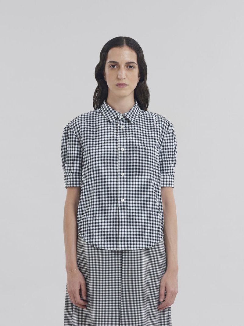 Marni o1f1d3z0326 Seersucker Checked Shirt in Multicolor Size L / US 10 / IT 46 - 2 Thumbnail