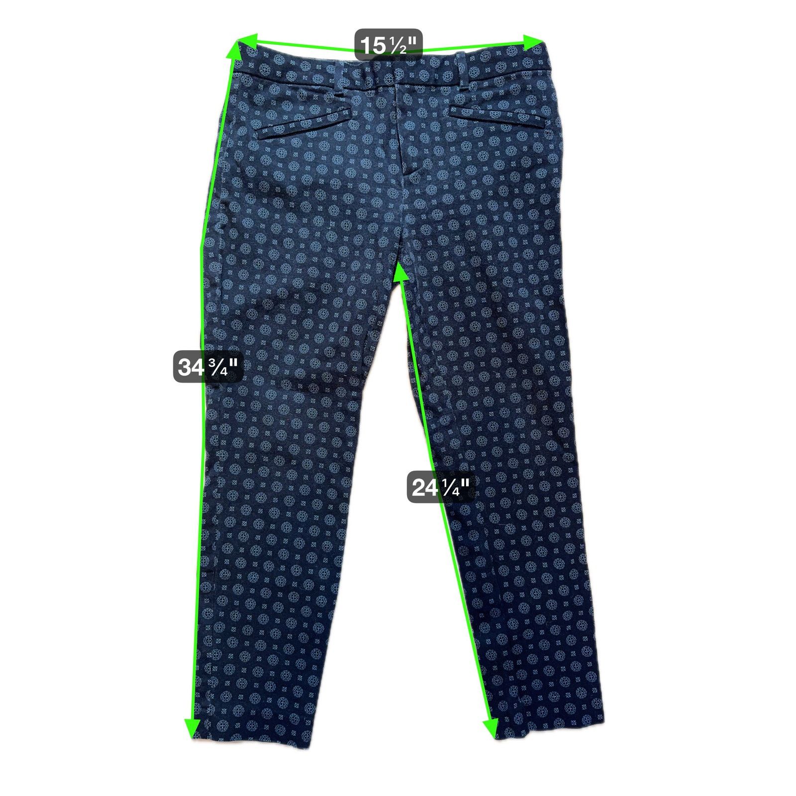 Gap GAP Skinny Ankle Pants Womens 10R Geo Print Stretch Trousers Size 32" / US 10 / IT 46 - 8 Thumbnail