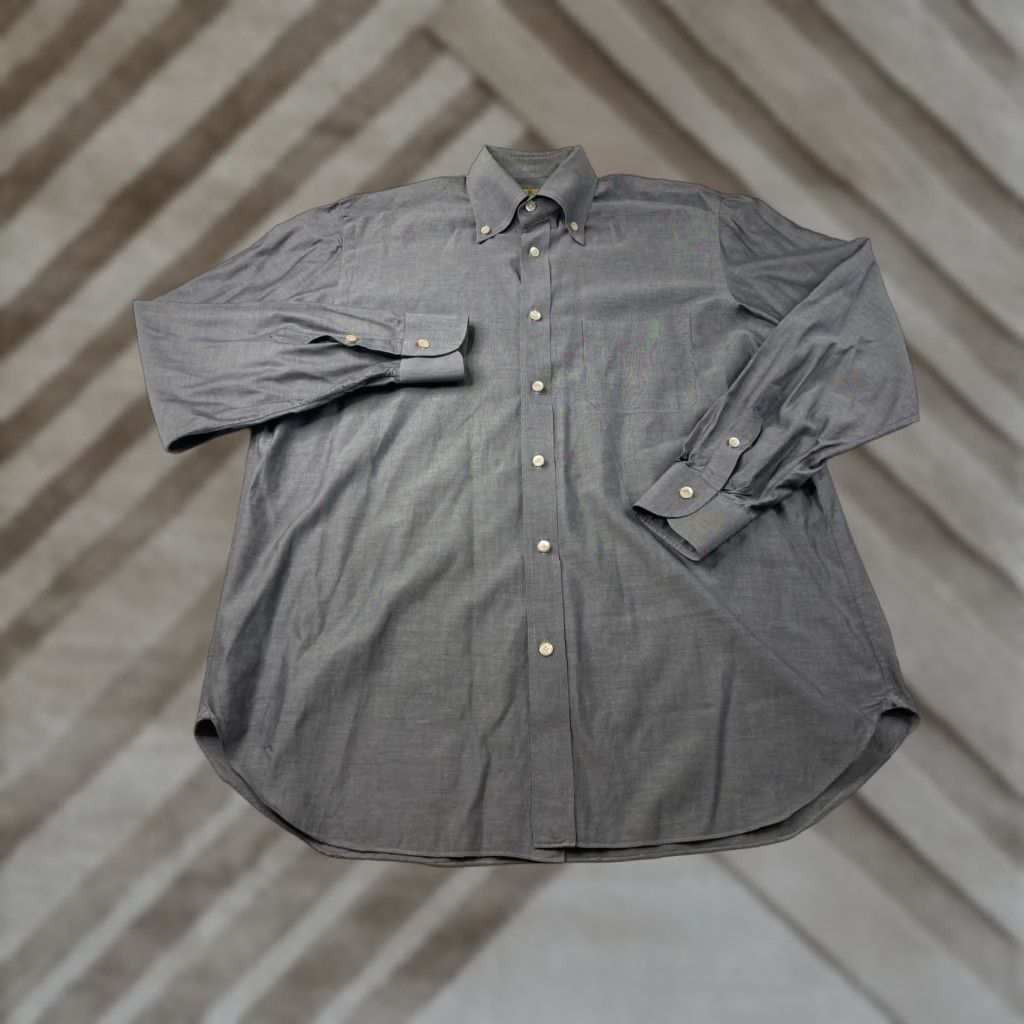 Vintage VINTAGE Oxxford Dress Shirt Men 16.5 42 Gray Cotton Cashmere Italy Handmade Long Sleeve Button Shirt Regular Classic Size 16.5/42 Mens Size 46R - 1 Thumbnail