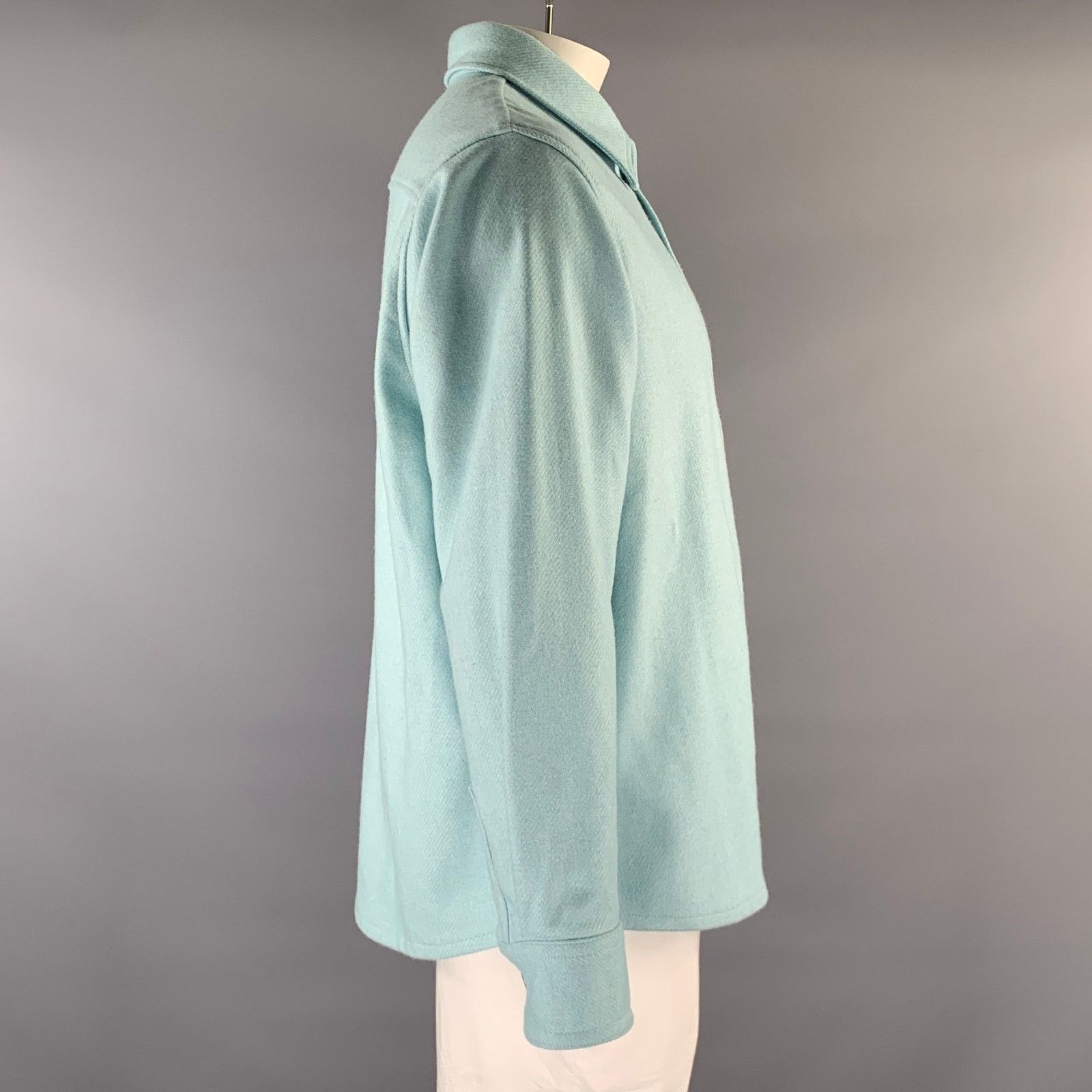 A.P.C. A.P.C. XL Blue Contrast Stitch Wool Blend Flannel L/S Shirt Size US XL / EU 56 / 4 - 2 Thumbnail