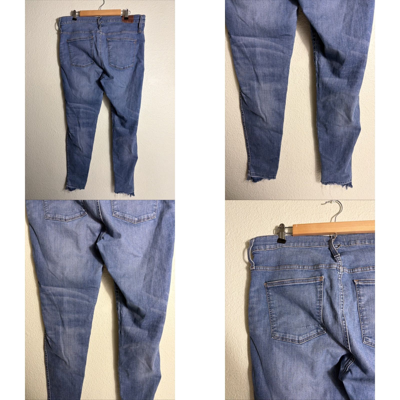 Madewell VINTAGE Madewell High Rise Skinny Jeans Distressed Raw Hem Blue 38W x 30L 34T Tall Womens Skinny Jeans Size 24" / US 00 / IT 34 - 8 Thumbnail