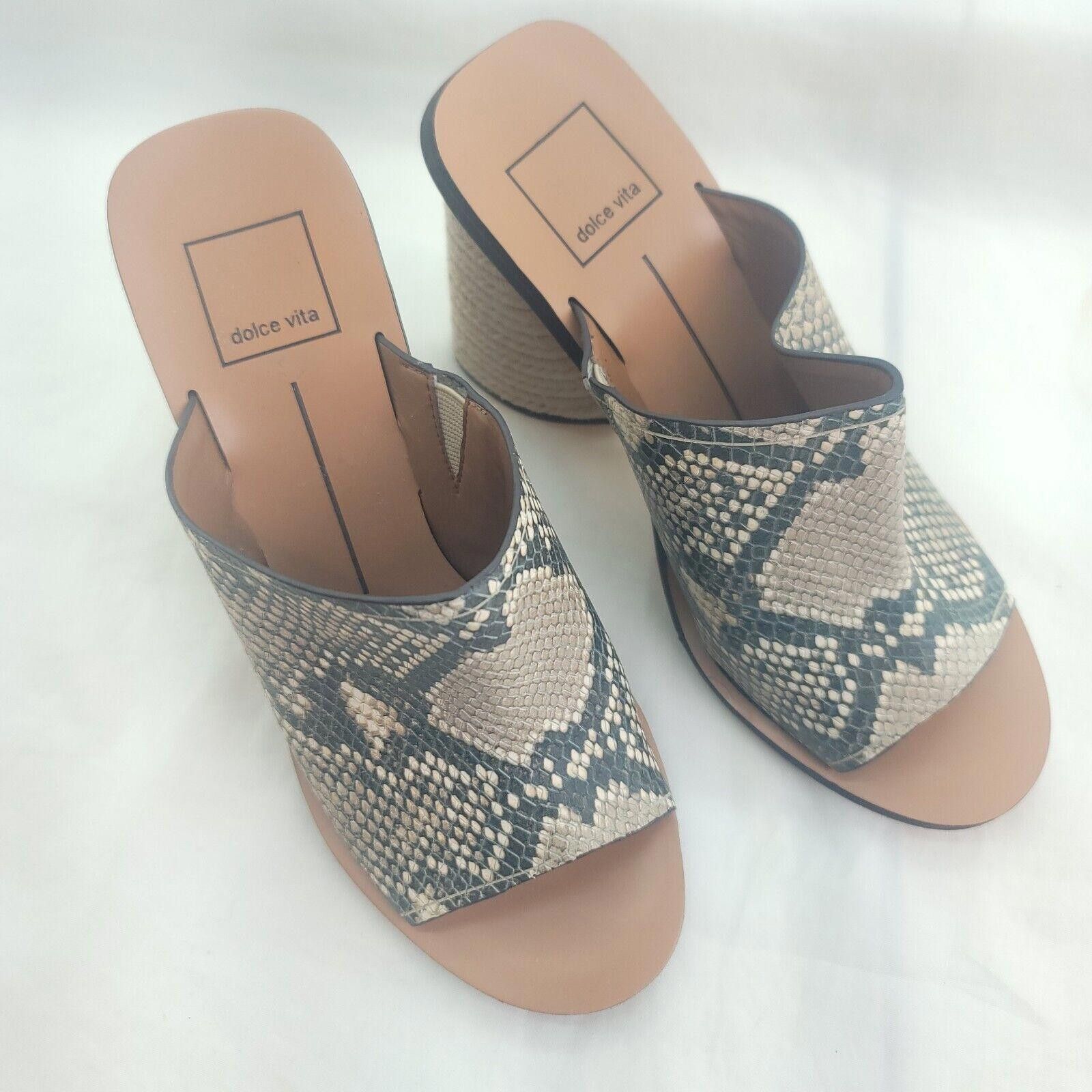 Designer Dolce Vita Reptile Print Size 7.5 Peeptoe Heeled Mules Size US 7.5 / IT 37.5 - 2 Thumbnail