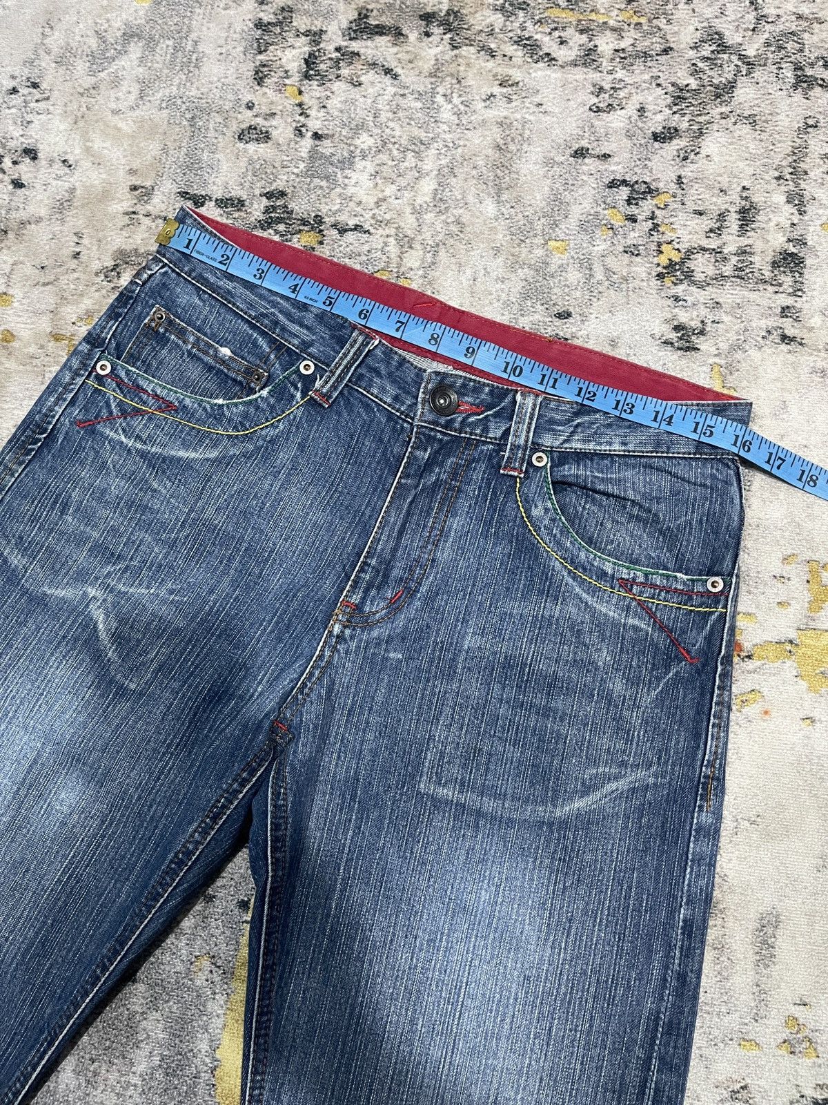 Japanese Brand Vintage Red Ginger Flare Denim Jeans ! Rare Design Size US 32 / EU 48 - 15 Thumbnail