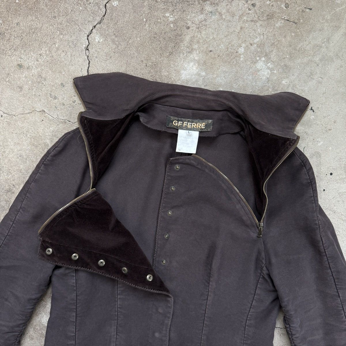 GF Ferre × Le Grande Bleu (L.G.B.) Vintage GF Ferre Italy Archive Brown Coat Size L / US 10 / IT 46 - 6 Thumbnail